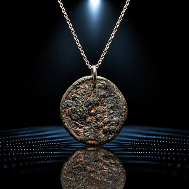 Rare Greek Bronze Zodiac Coin Pendant with Aries (RAM)...