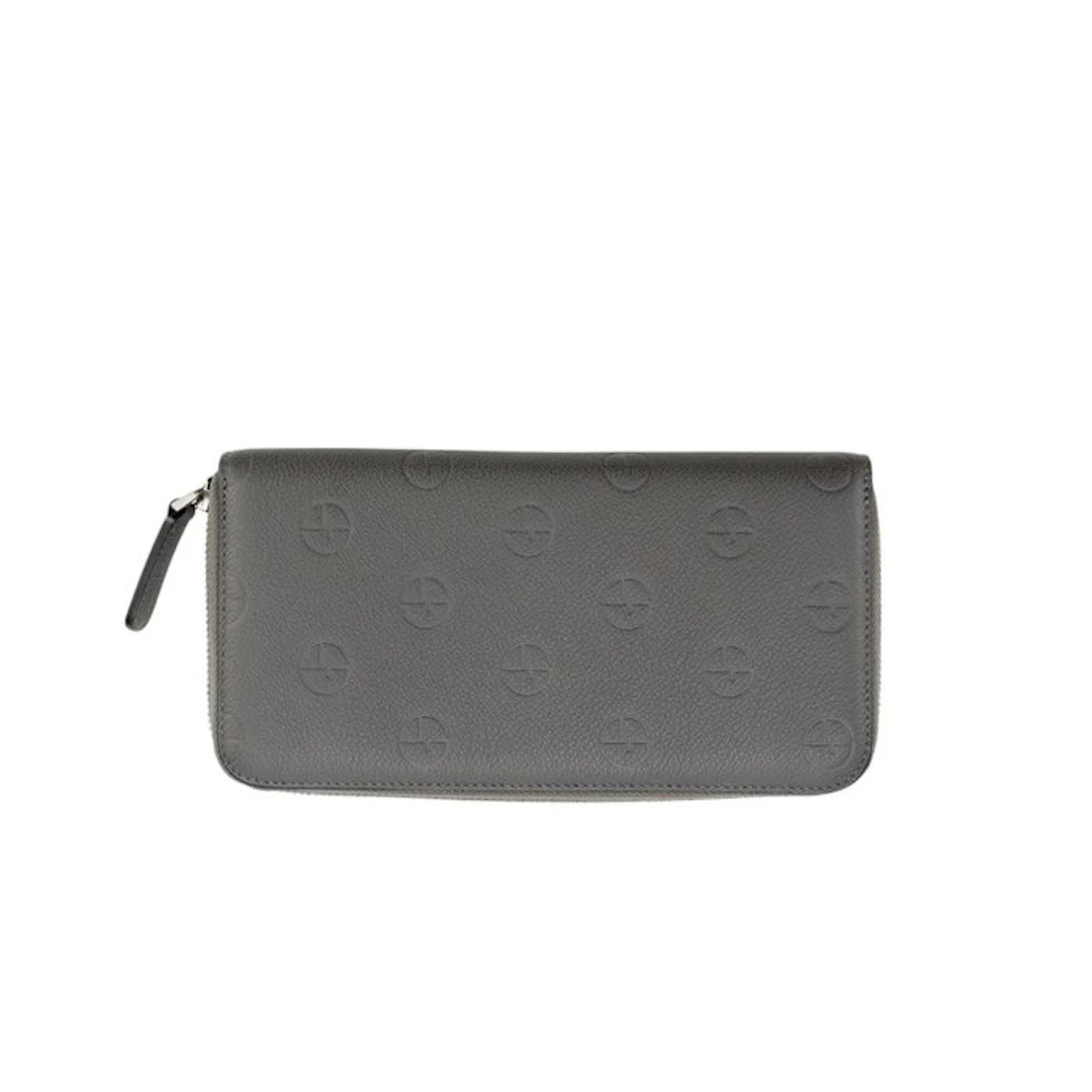 GIORGIO ARMANI Wallet Zip Around Embossed GA Monogram...