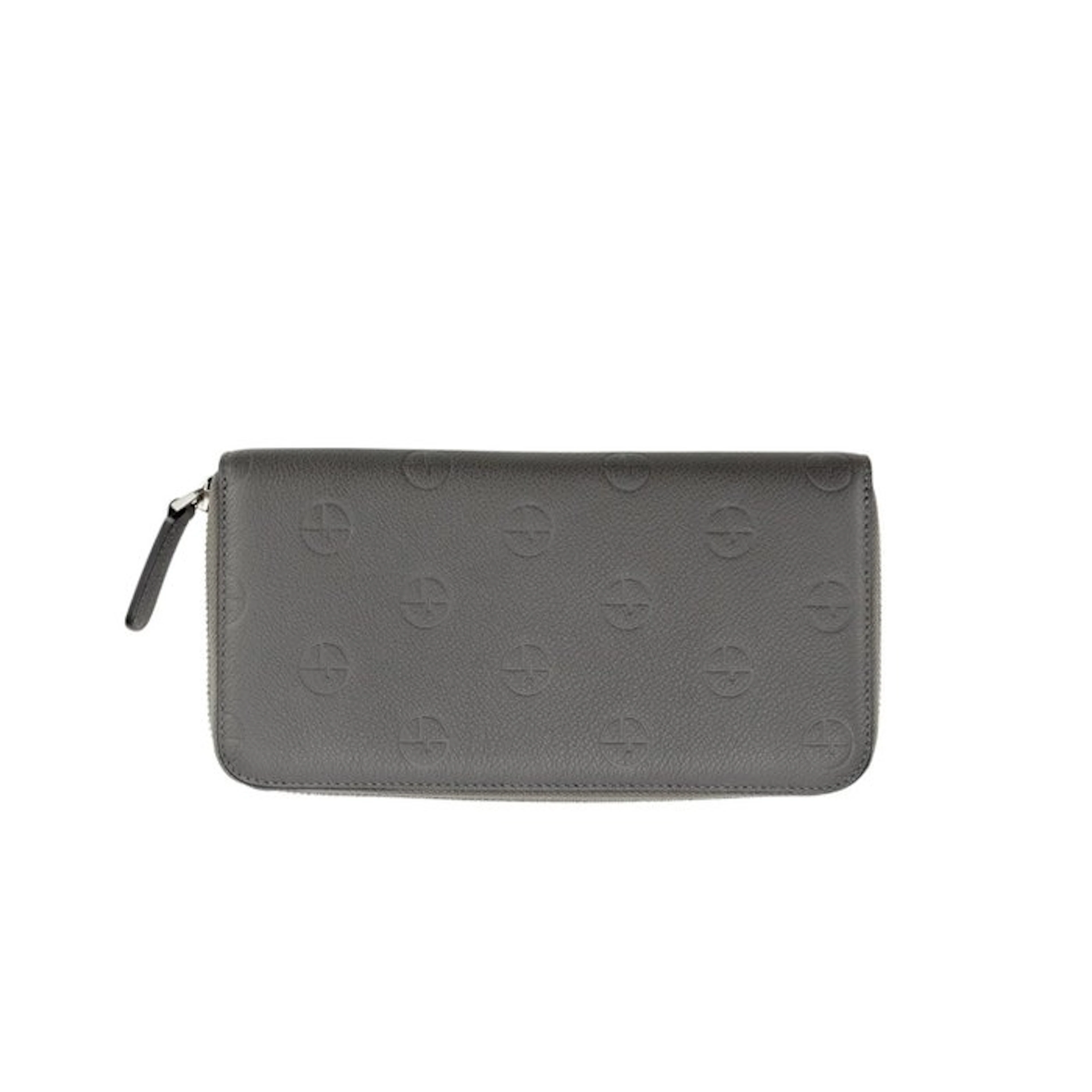 GIORGIO ARMANI Wallet Zip Around Embossed GA Monogram...
