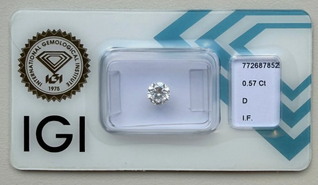 1 pcs Diamond (Natural) - 0.57 ct - Round - D...