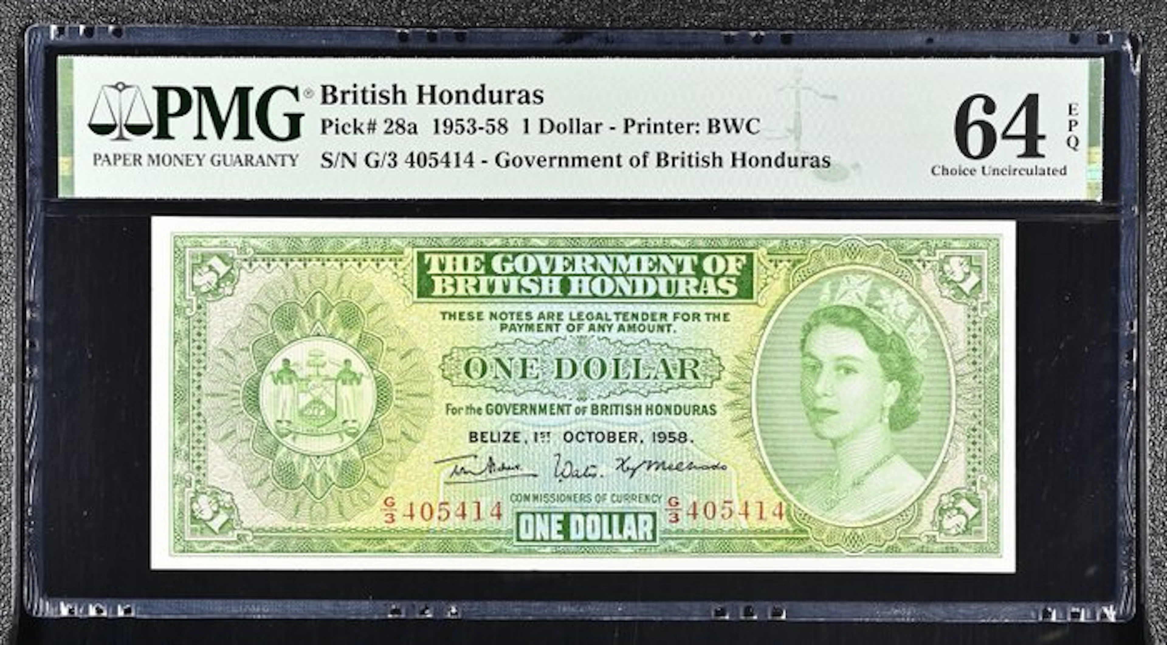 British Honduras. - 1 Dollar - 1958 - Pick 28a