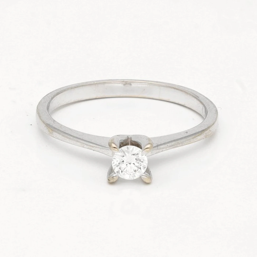 Ring - 14 kt. White gold Diamond (Natural) - Solitair