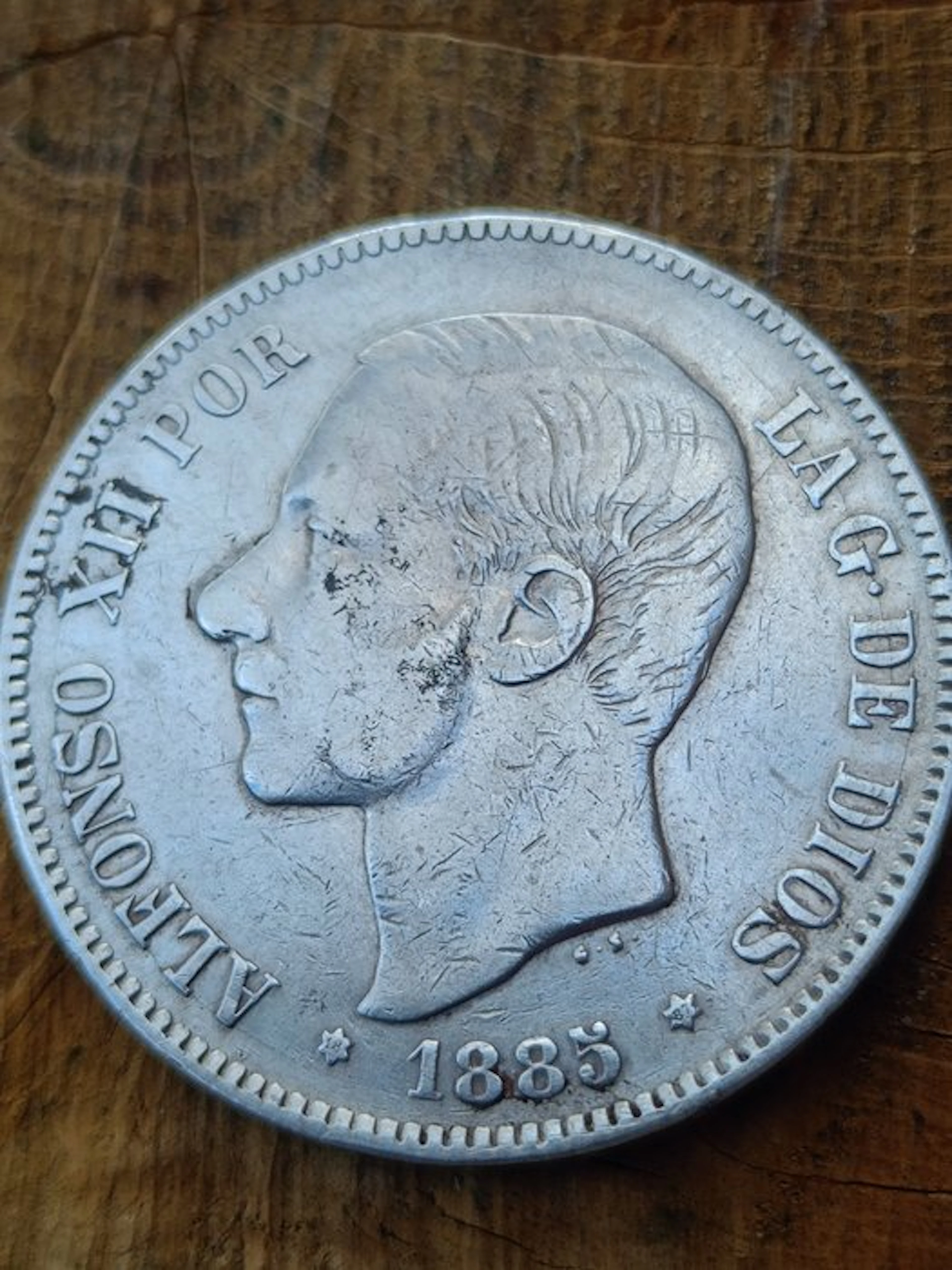 Spain. Alfonso XII. 5 Pesetas 1885 *87 MSM (No reserve price)