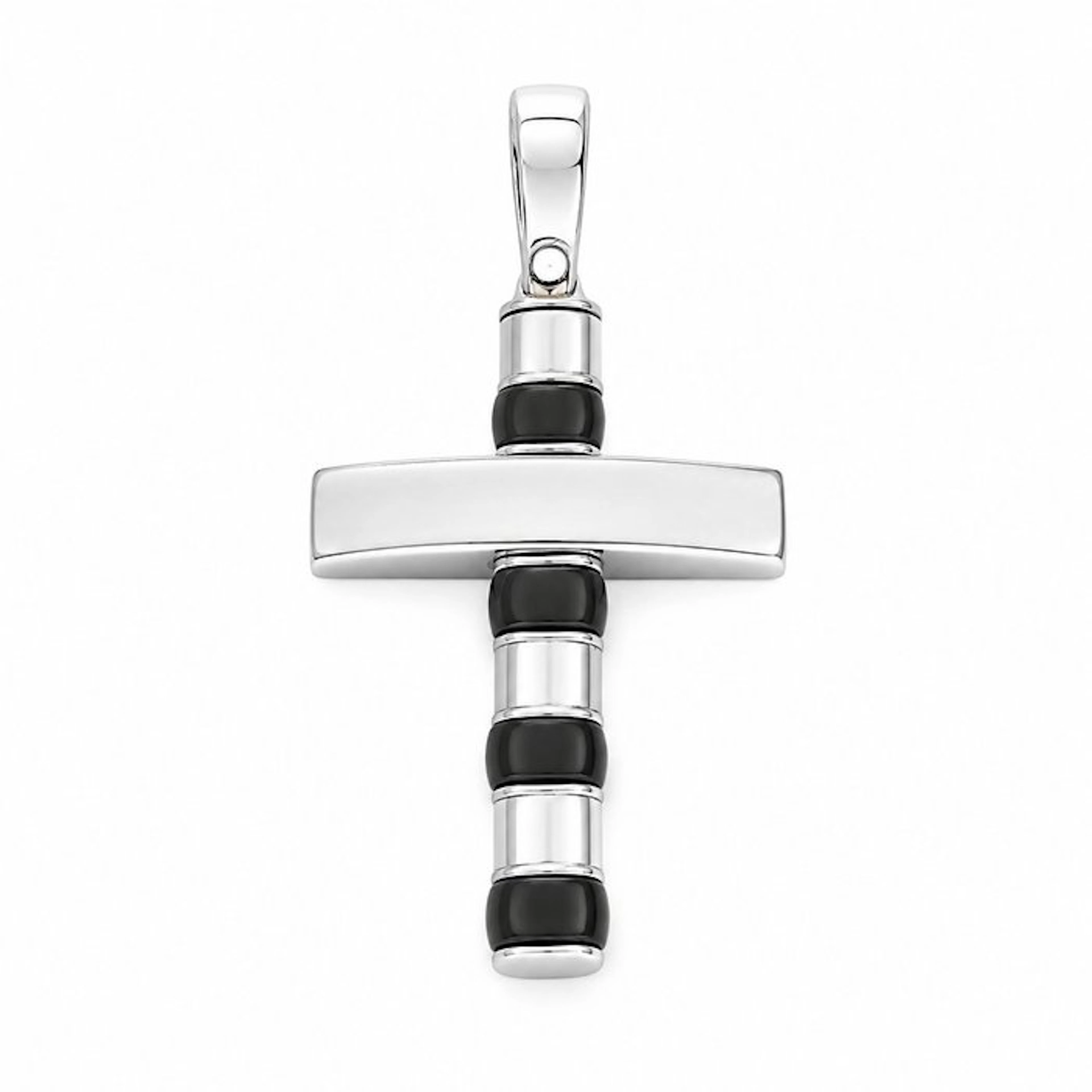 Pendant - 18 kt. White gold Onyx - Made in Italy - Handmade