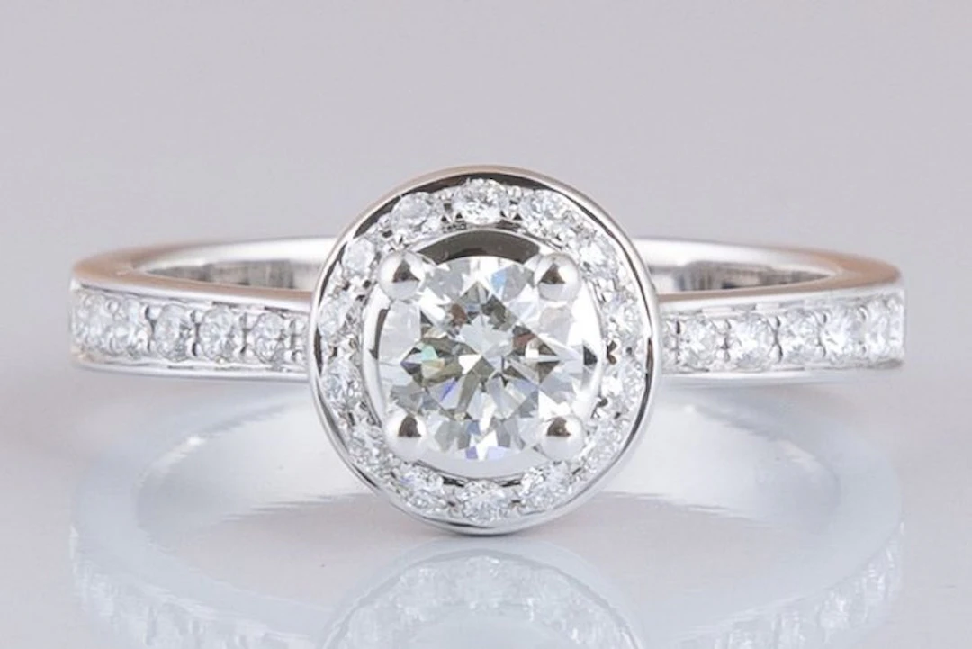 Ring - 14 kt. White gold - 0.62ct. tw. Diamond (Natural) - Diamond