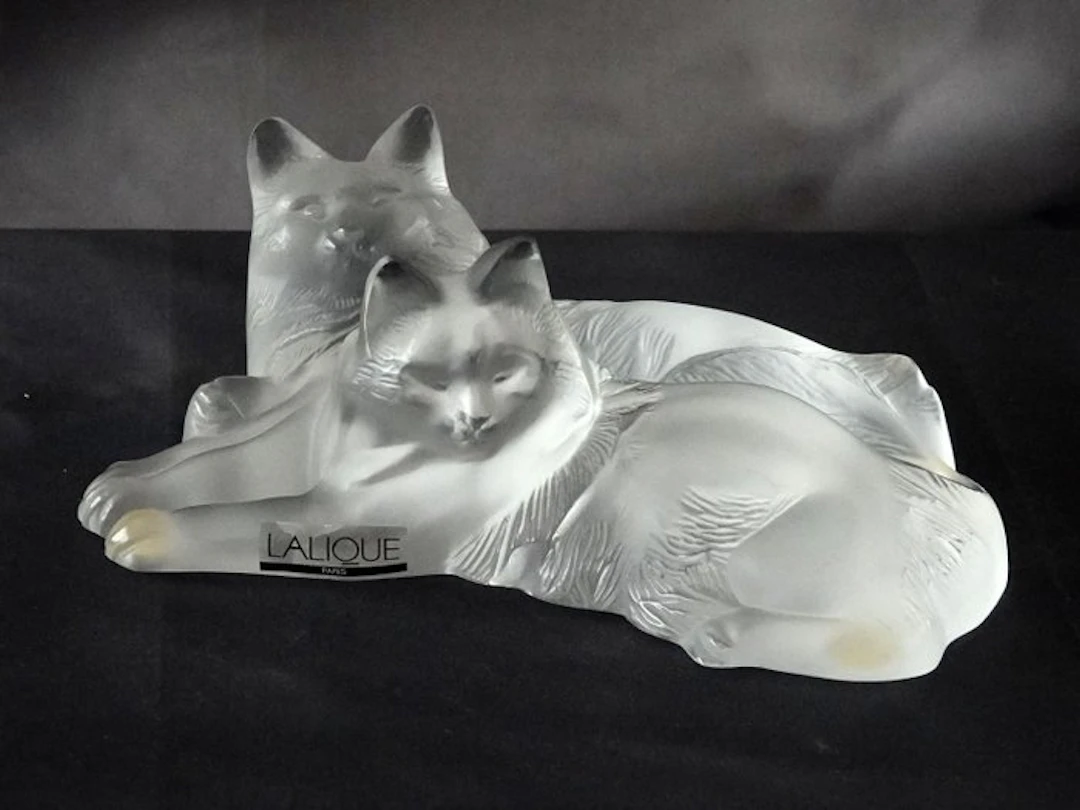 Lalique - Sculpture, « Happy & Heggie » - 5.5 cm - Crystal - 1995