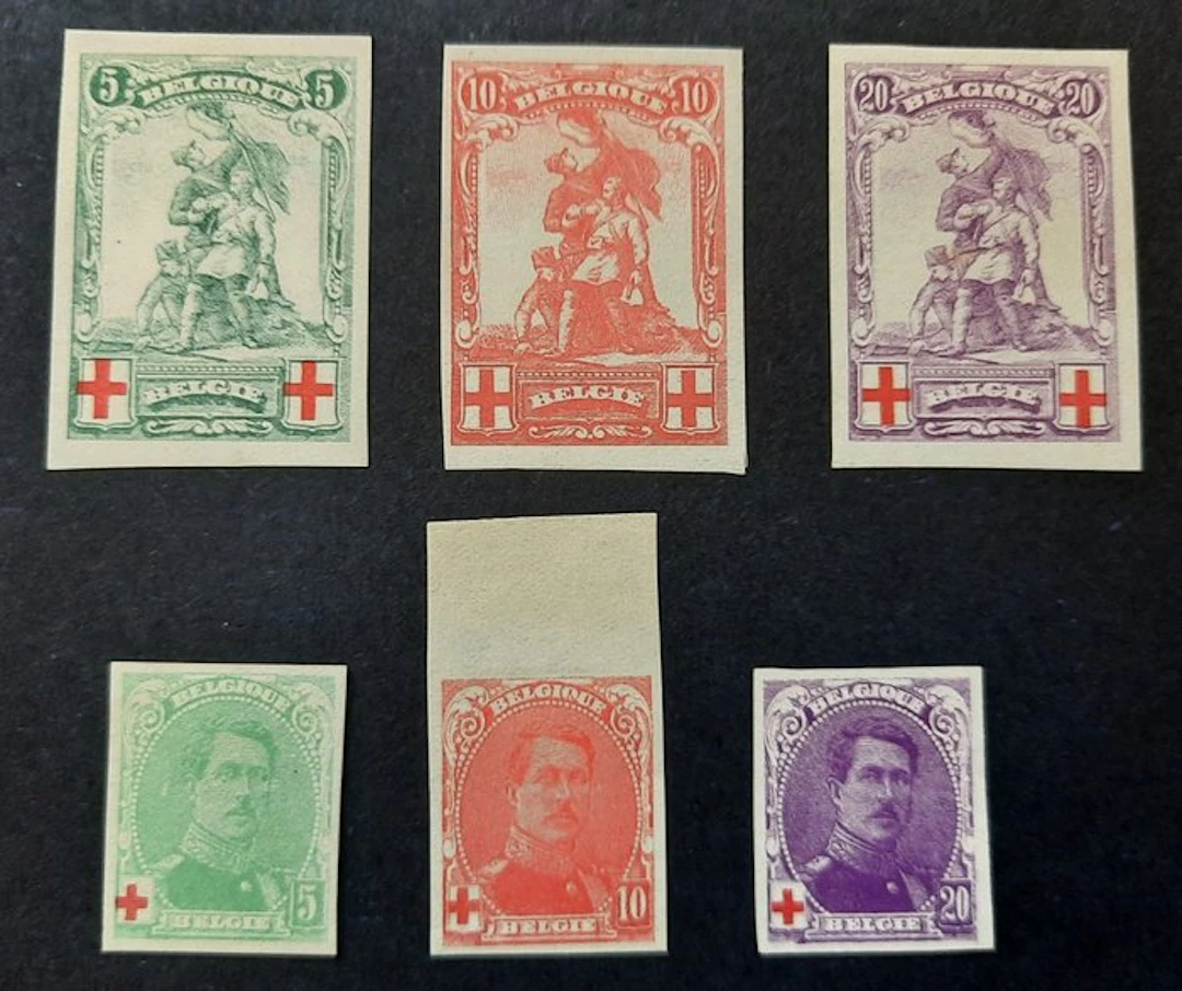Belgium 1914 - Nos. 126/31 untanned + g + sticker