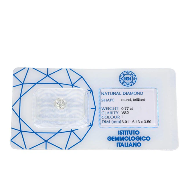 1 pcs Diamond (Natural) - 0.77 ct - Round - I - VS2...