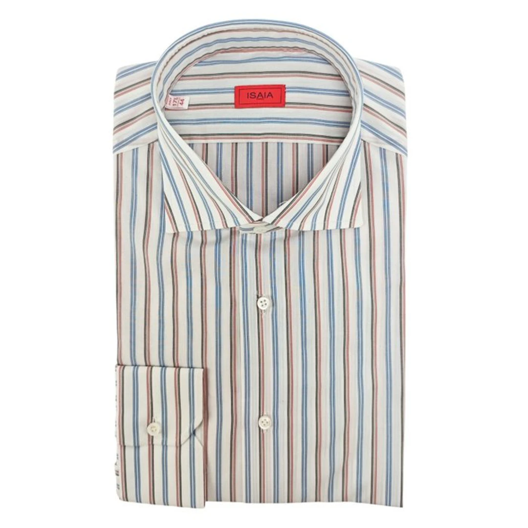 ISAIA NAPOLI - 17.5 - 44 - "Mix" Dress Shirt White...