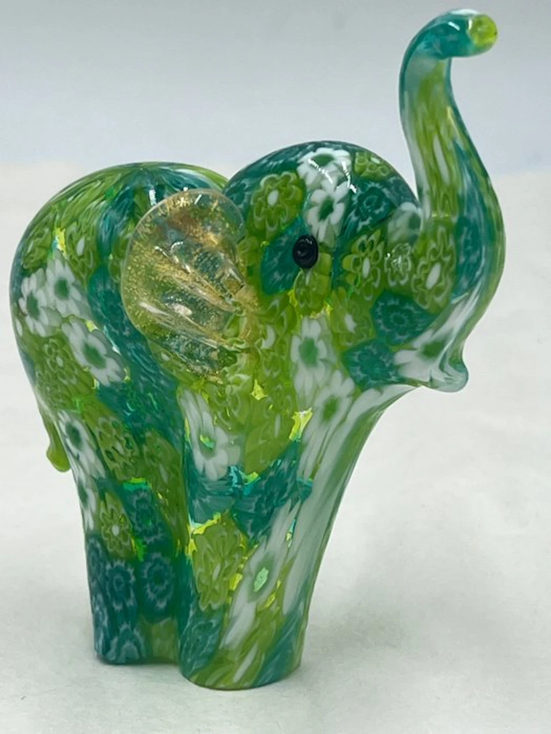 Figurine - Campanella Livio elefante in murrine verdi mix...
