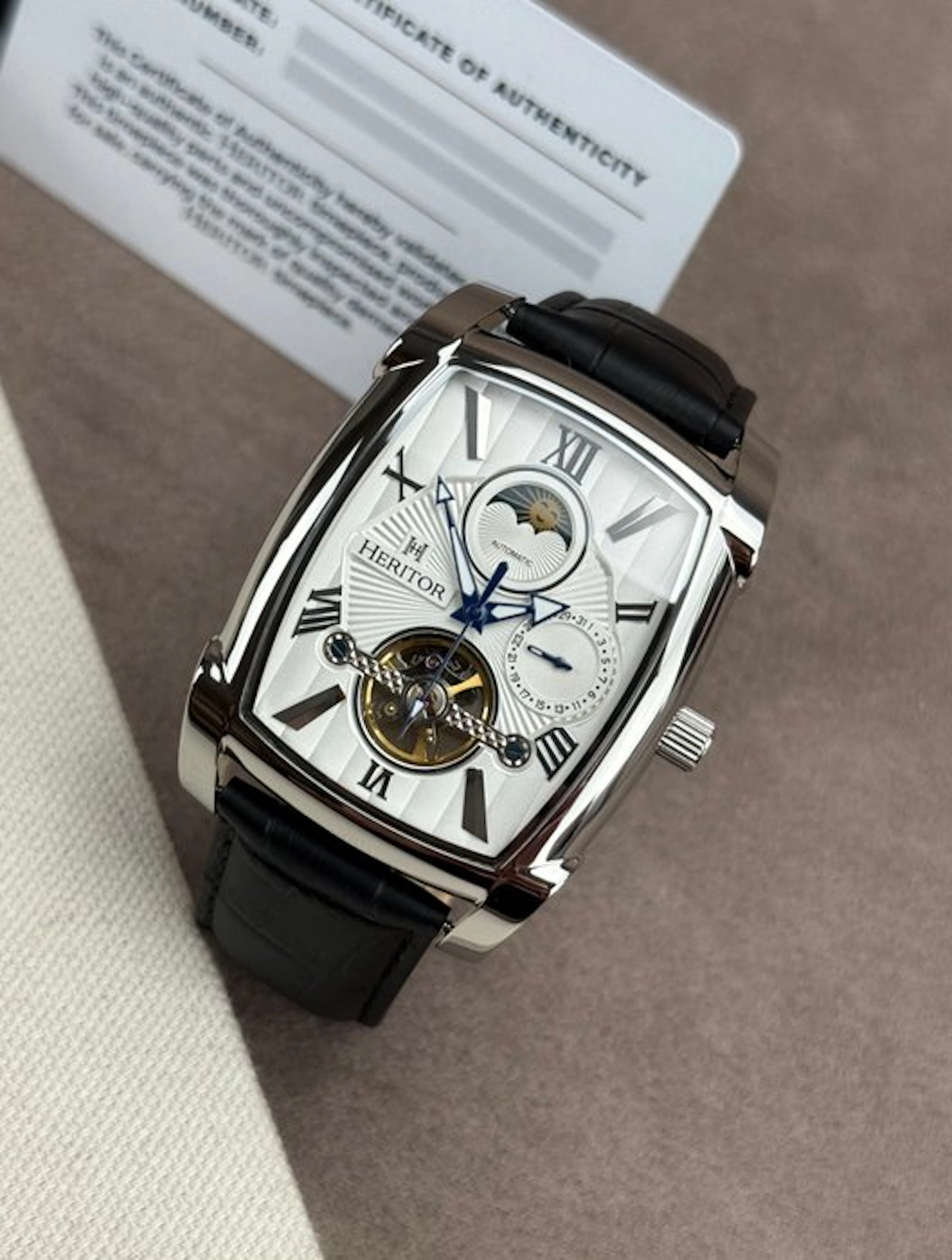 Heritor - Valentin Automatic Open Heart - Silver/White...