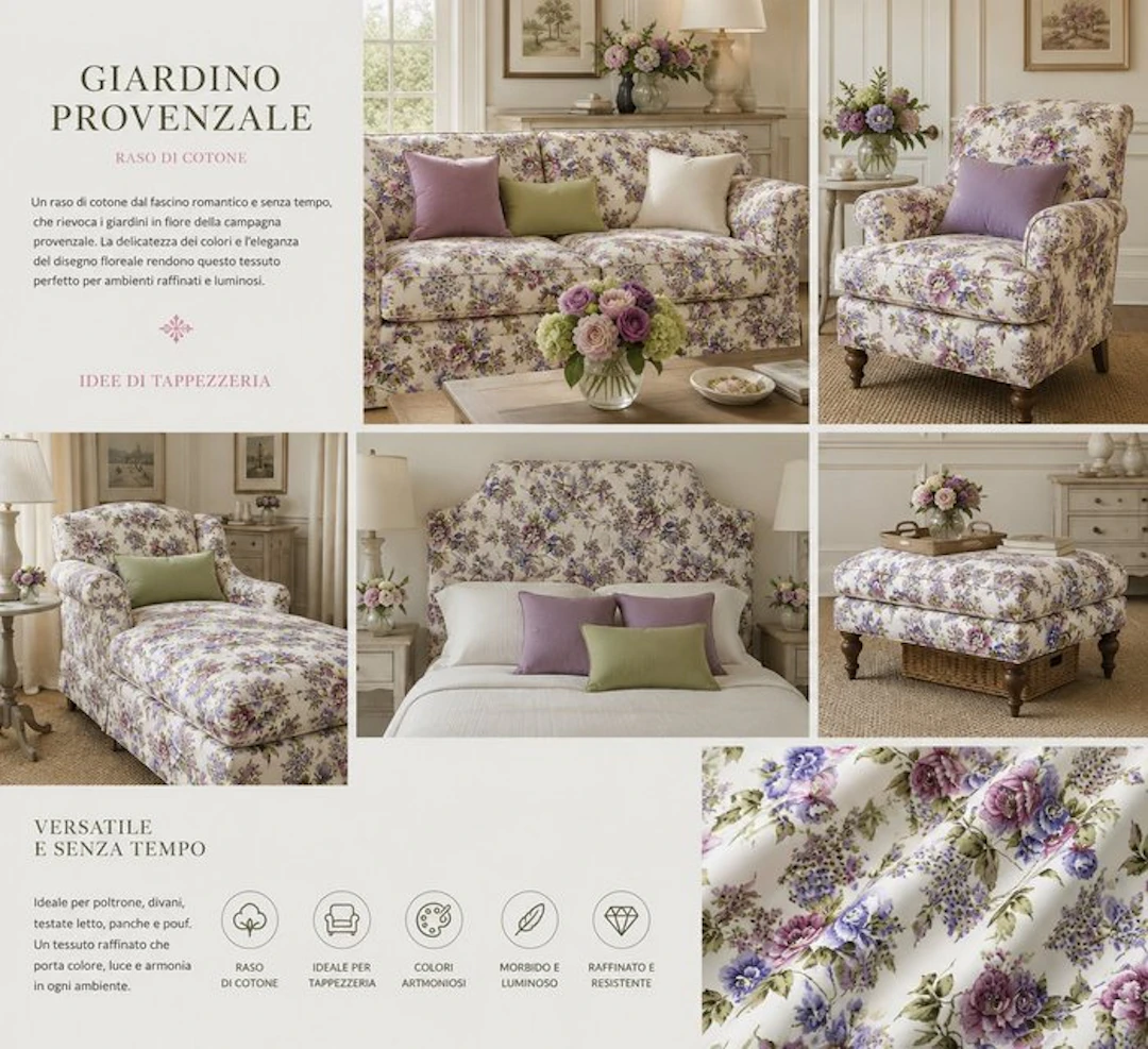 Provencal Garden - cotton satin - Textile - 280 cm - 260 m