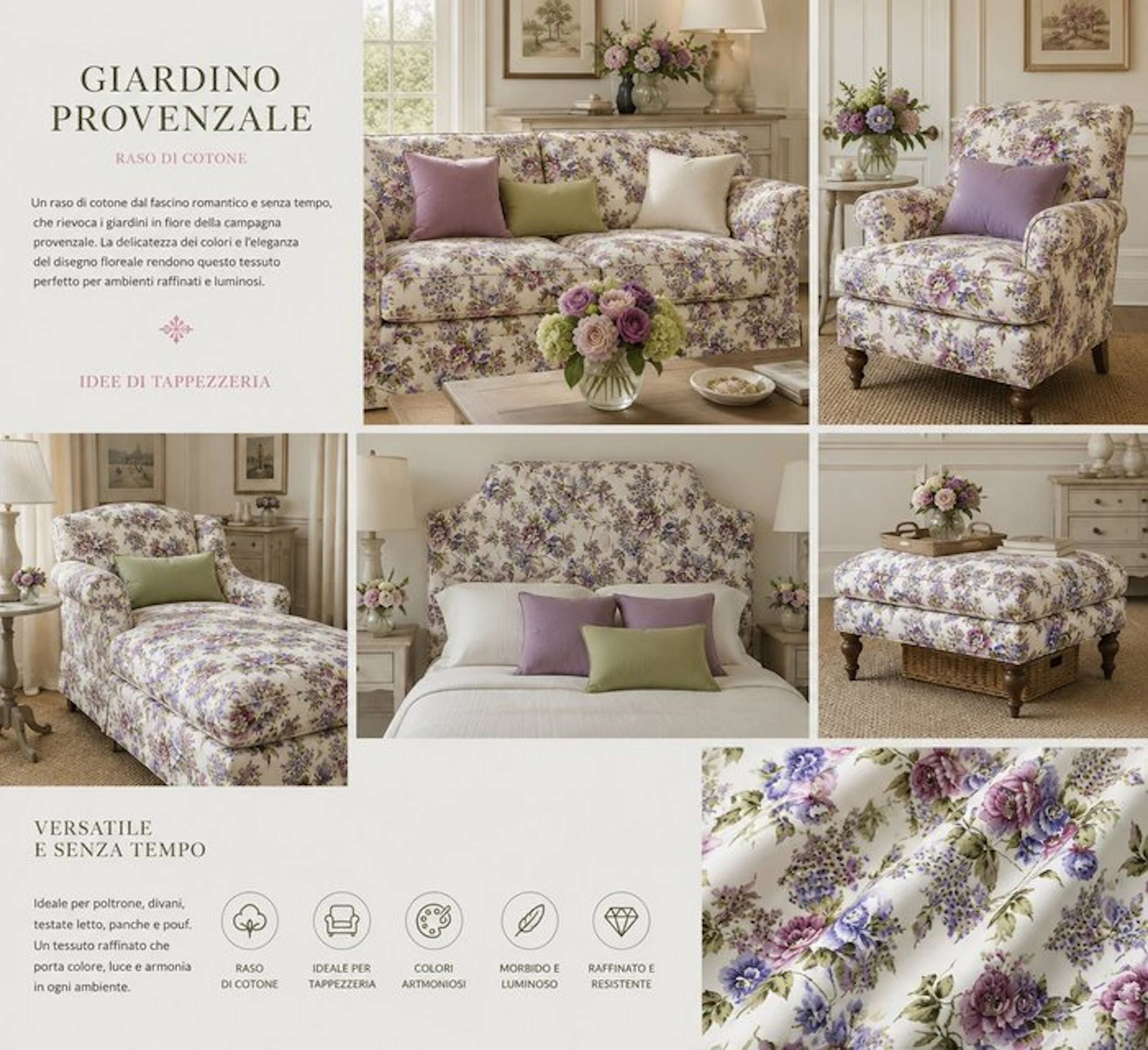 Provencal Garden - cotton satin - Textile - 280 cm - 260 m