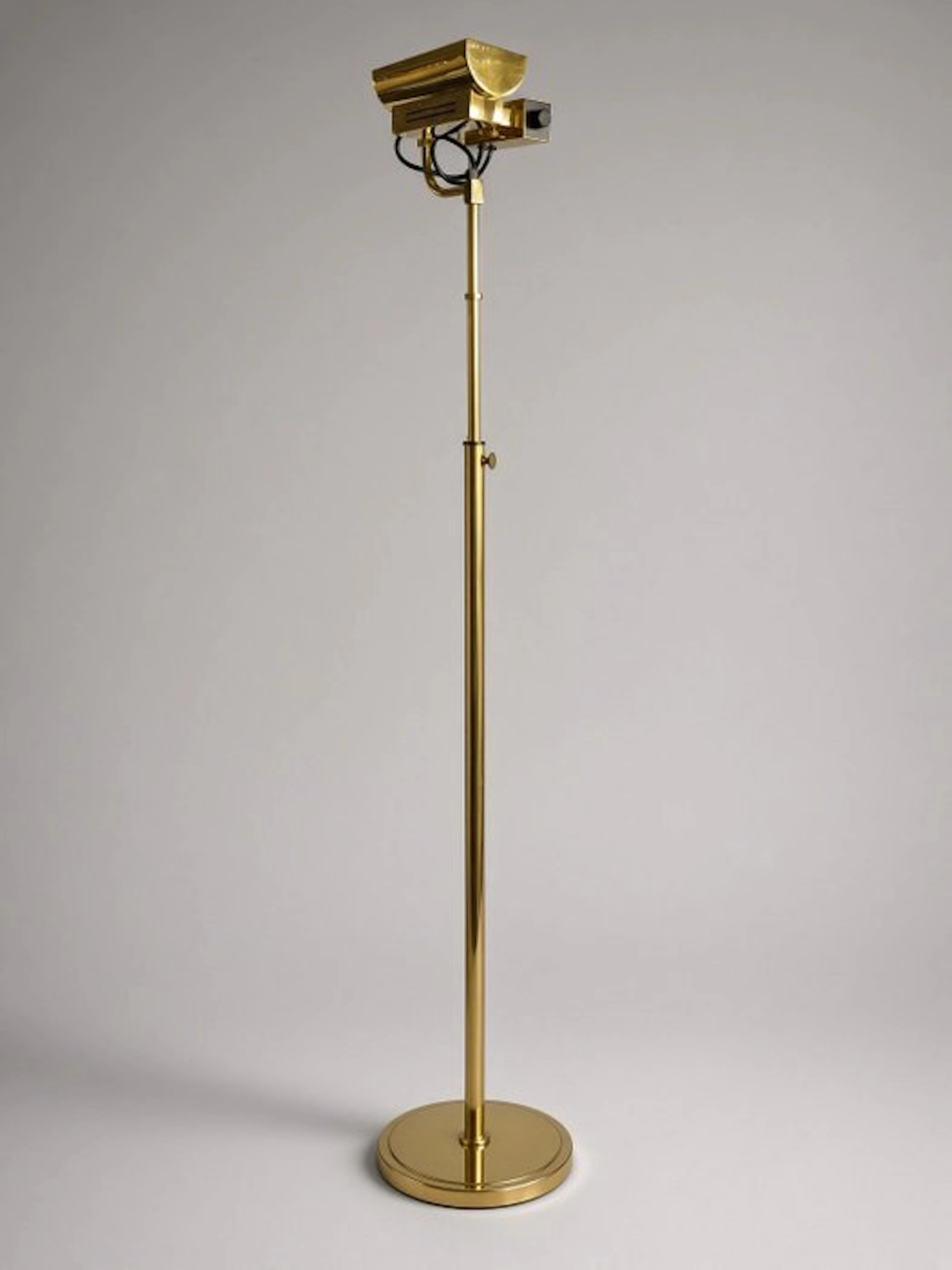 Floor lamp - 1970s Gilded Metal Floor Lamp - Metal