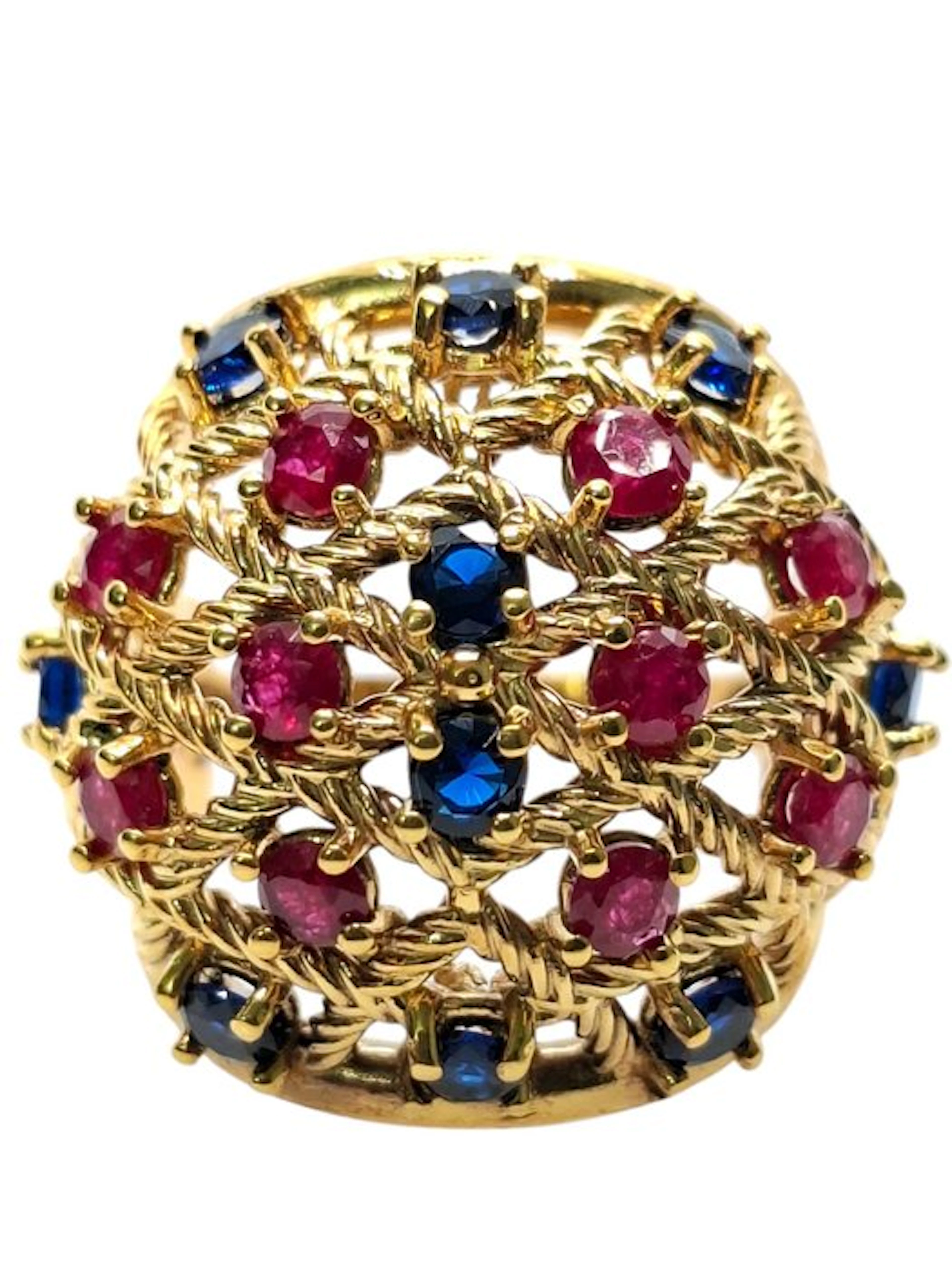No reserve price - Ring - 9 kt. Silver, Yellow gold Ruby - Sapphire