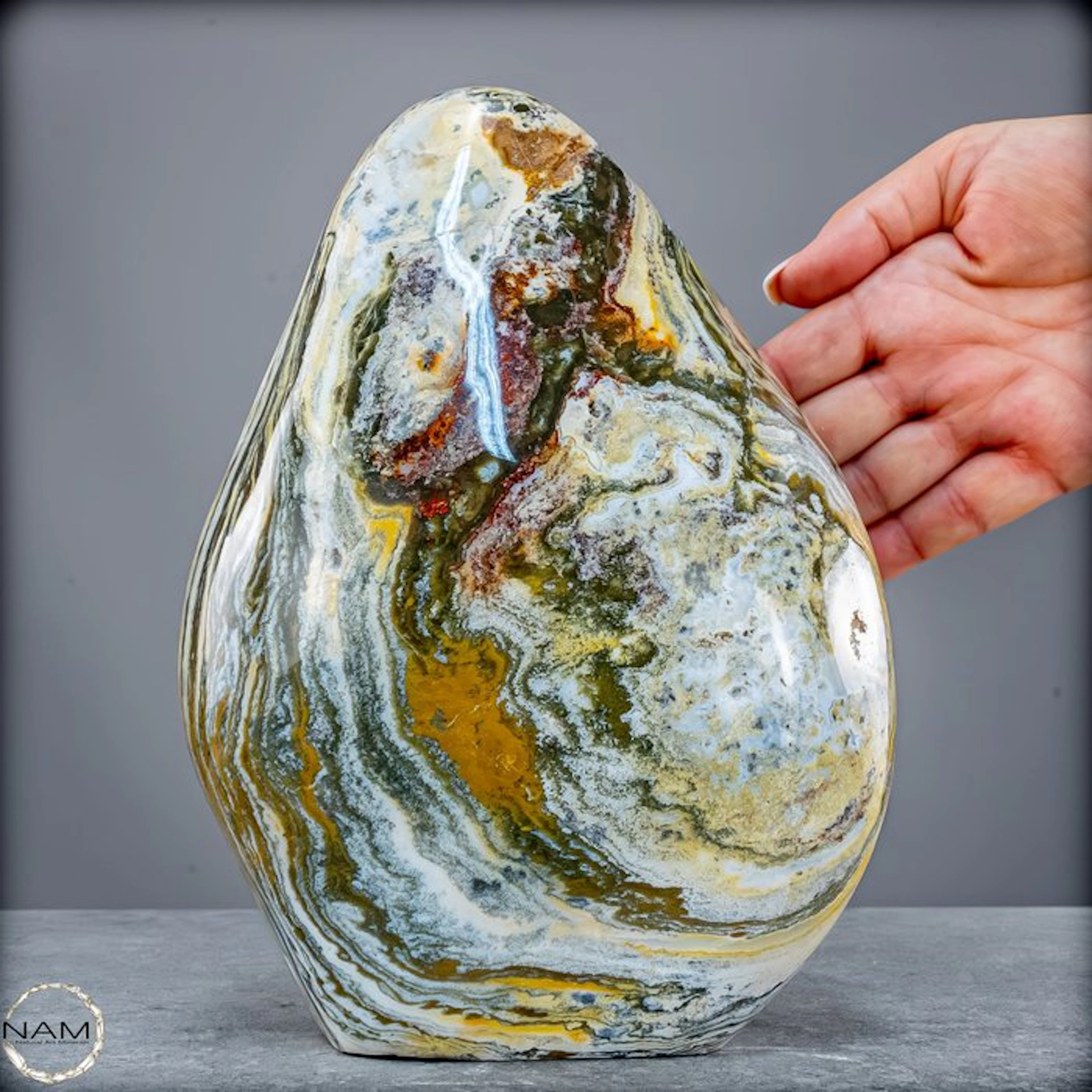 Ocean Jasper free-form – A unique work of art full of color and natural