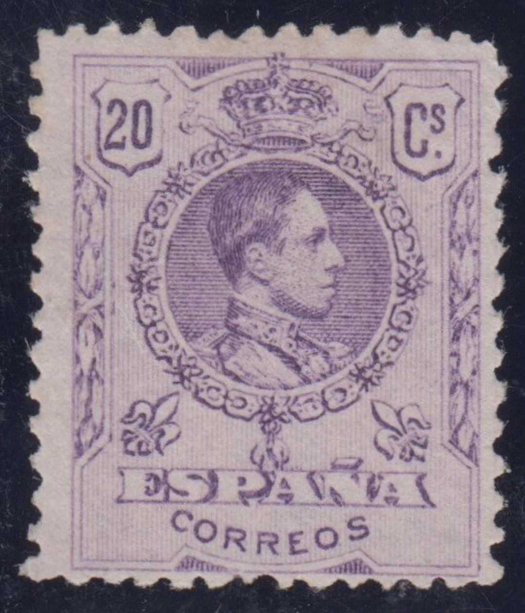 Spain 1909/1922 - Alfonso XIII. Medallion type. 20 cents, violet. - Edifil 273