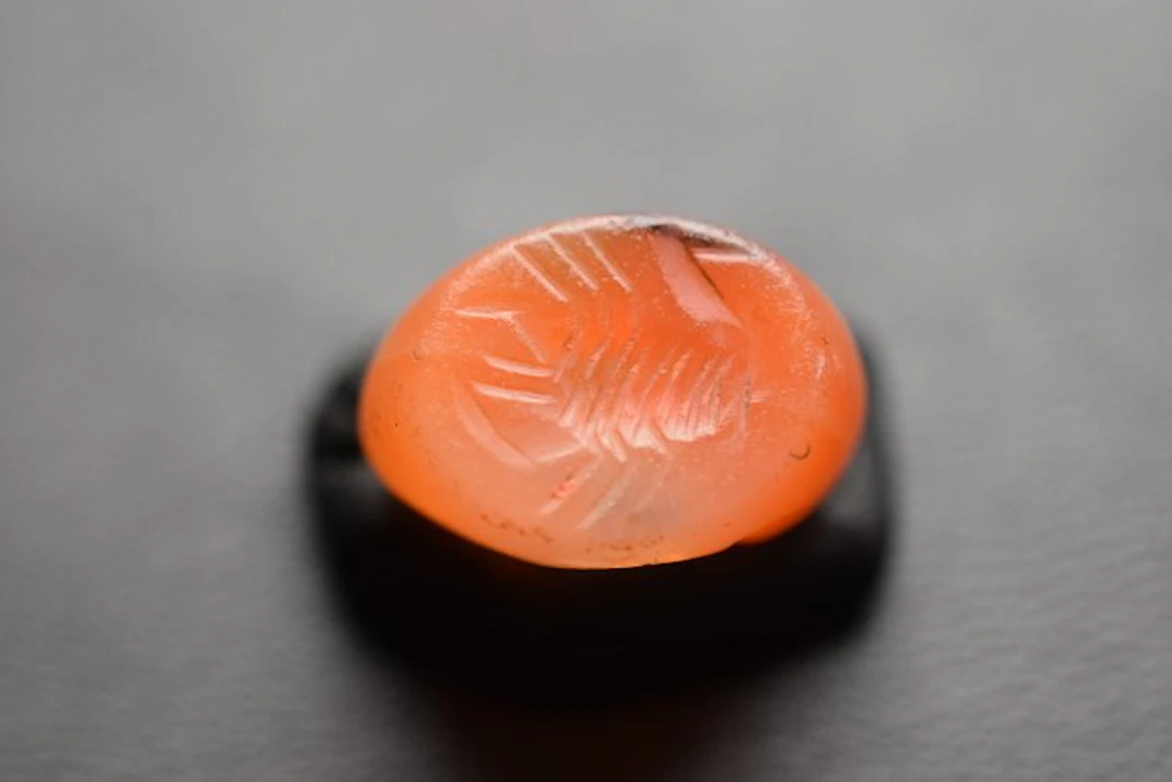 Sasanian Carnelian Ancient Sasanian Carnelian Stamp Seal Depicting a Scorpion