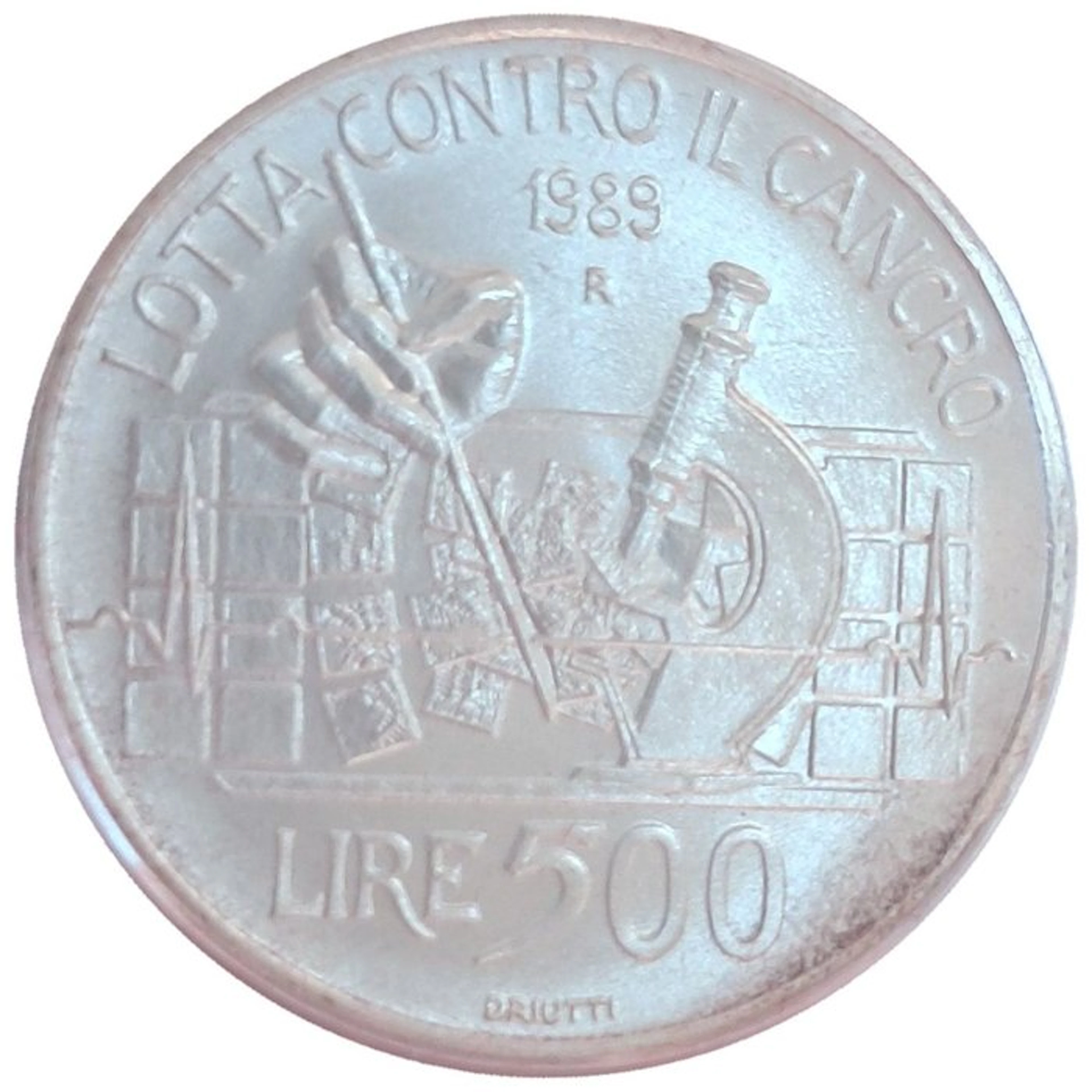 Italy, Republic 500 Lire 1989 Lotta contro il cancro (No reserve price)