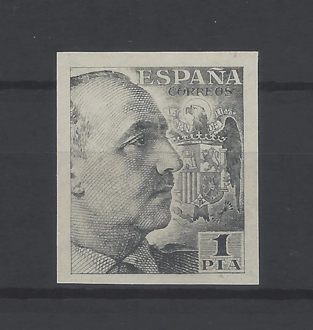 Spain 1949 - Very rare 1 Pta – unperforated – certified - Edifil nº 1056s