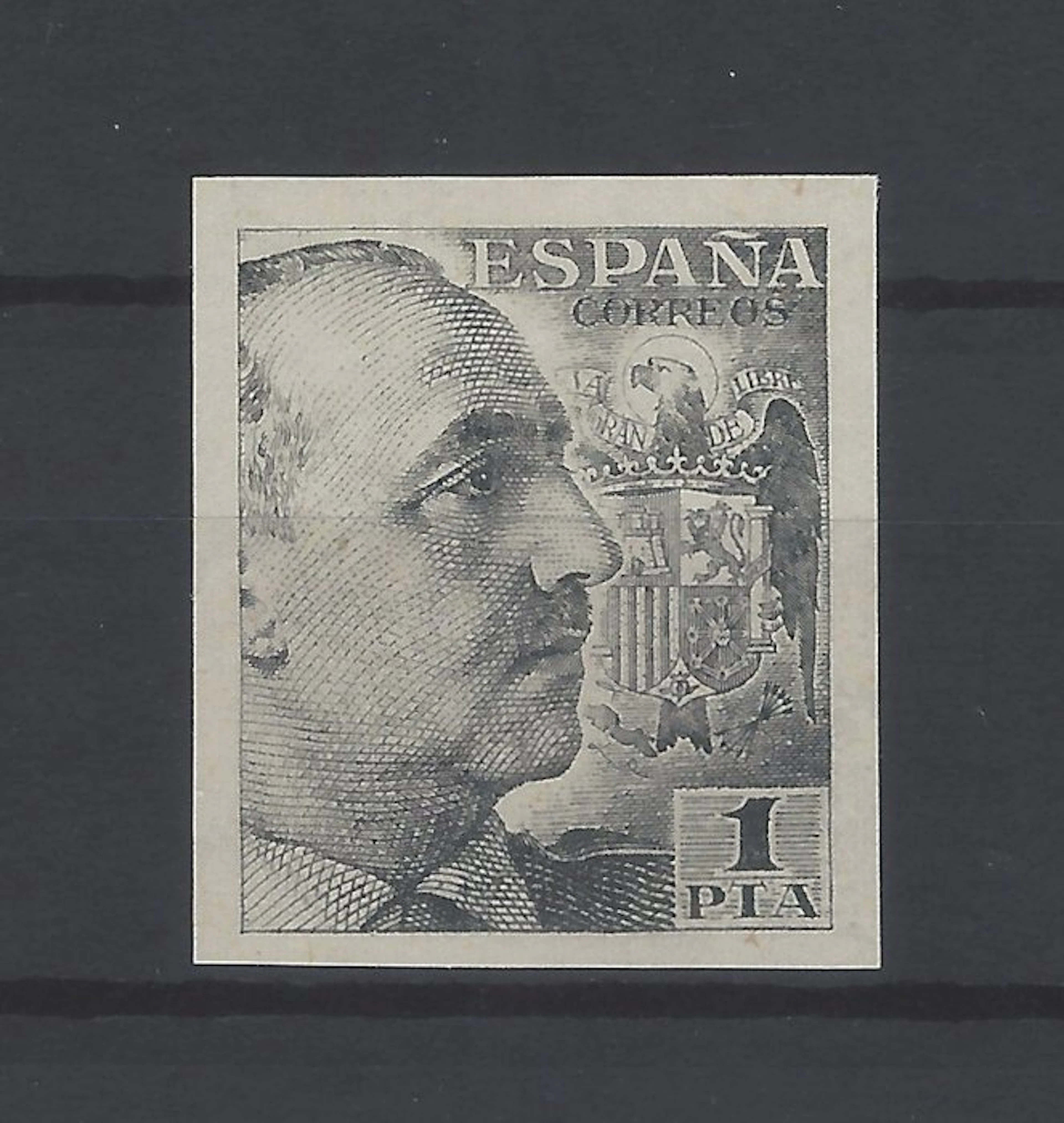 Spain 1949 - Very rare 1 Pta – unperforated – certified - Edifil nº 1056s