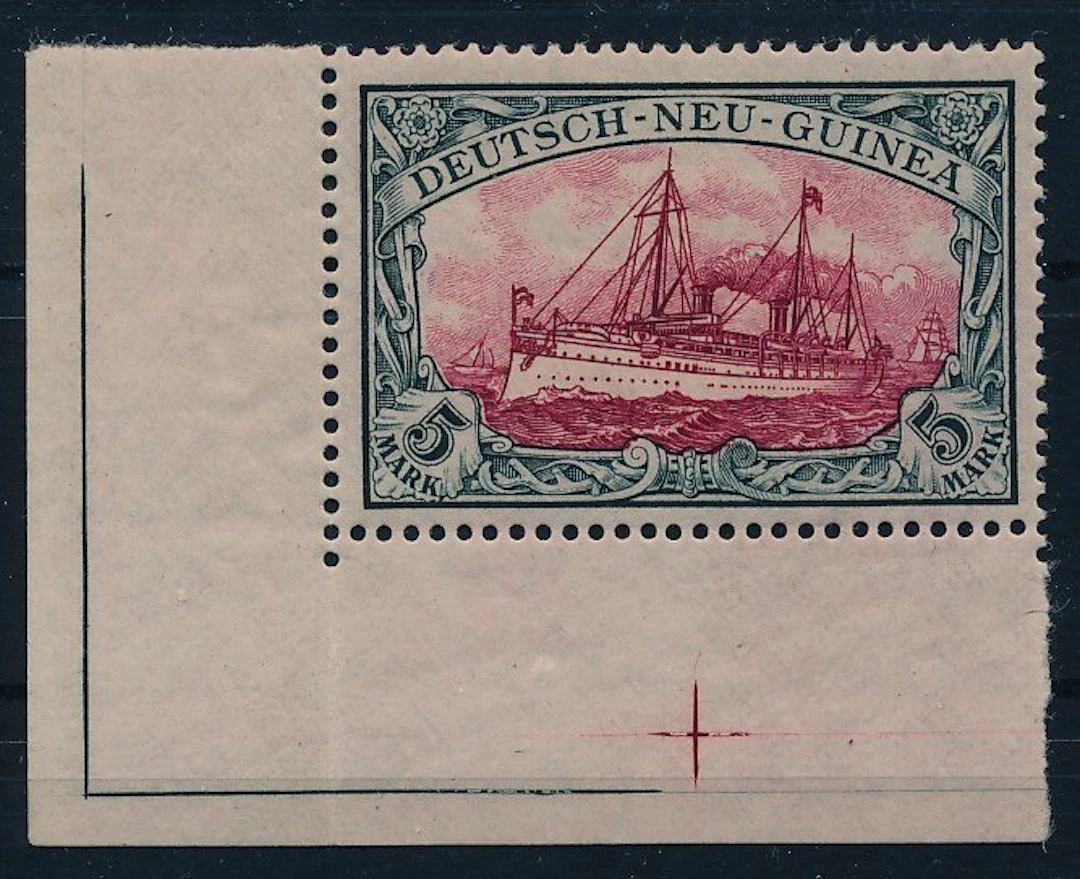 German New Guinea 1900 - 5-Mark Imperial Yacht from the left edge
