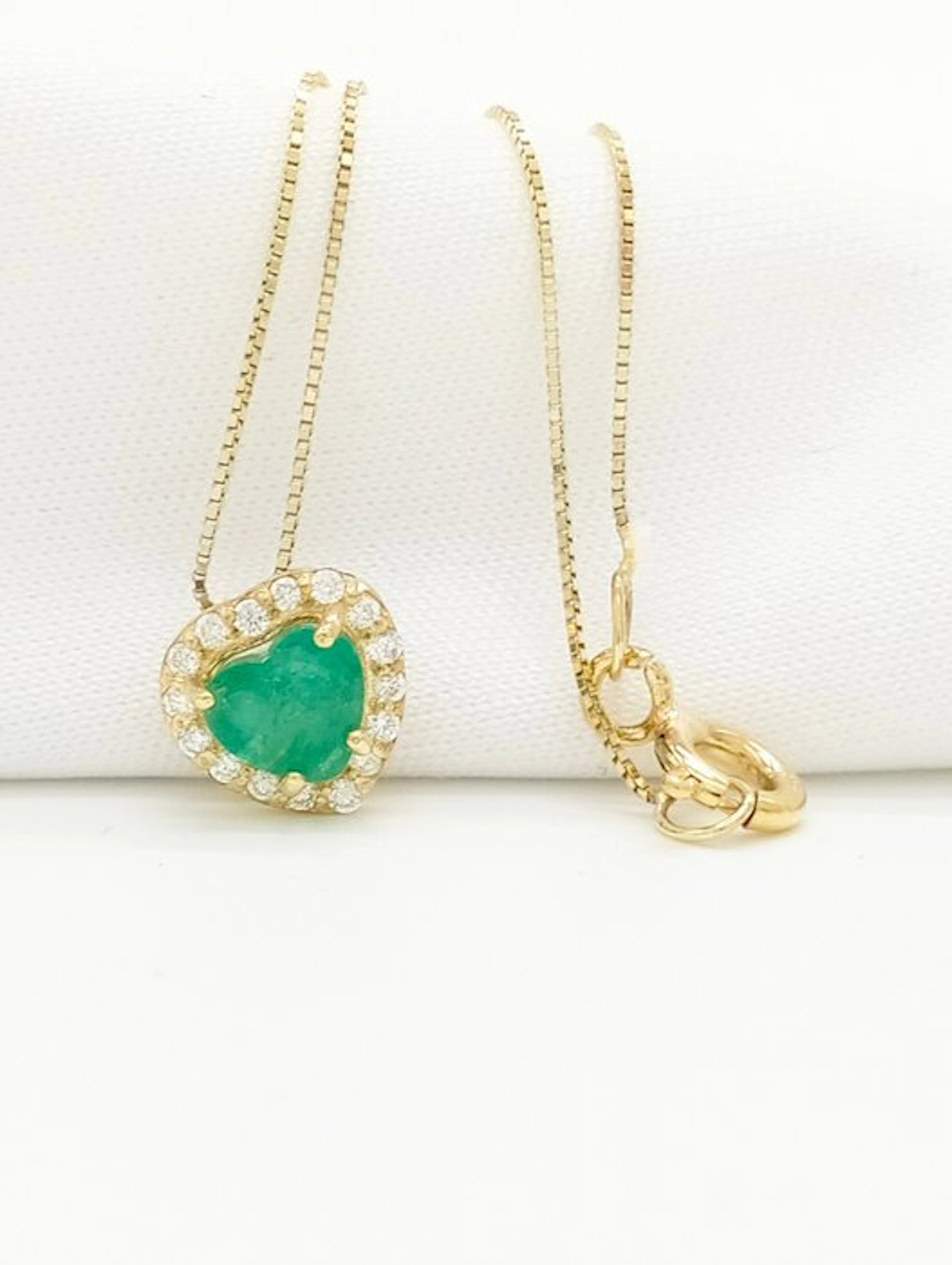 No reserve price - Necklace - 14 kt. Yellow gold Emerald - Diamond