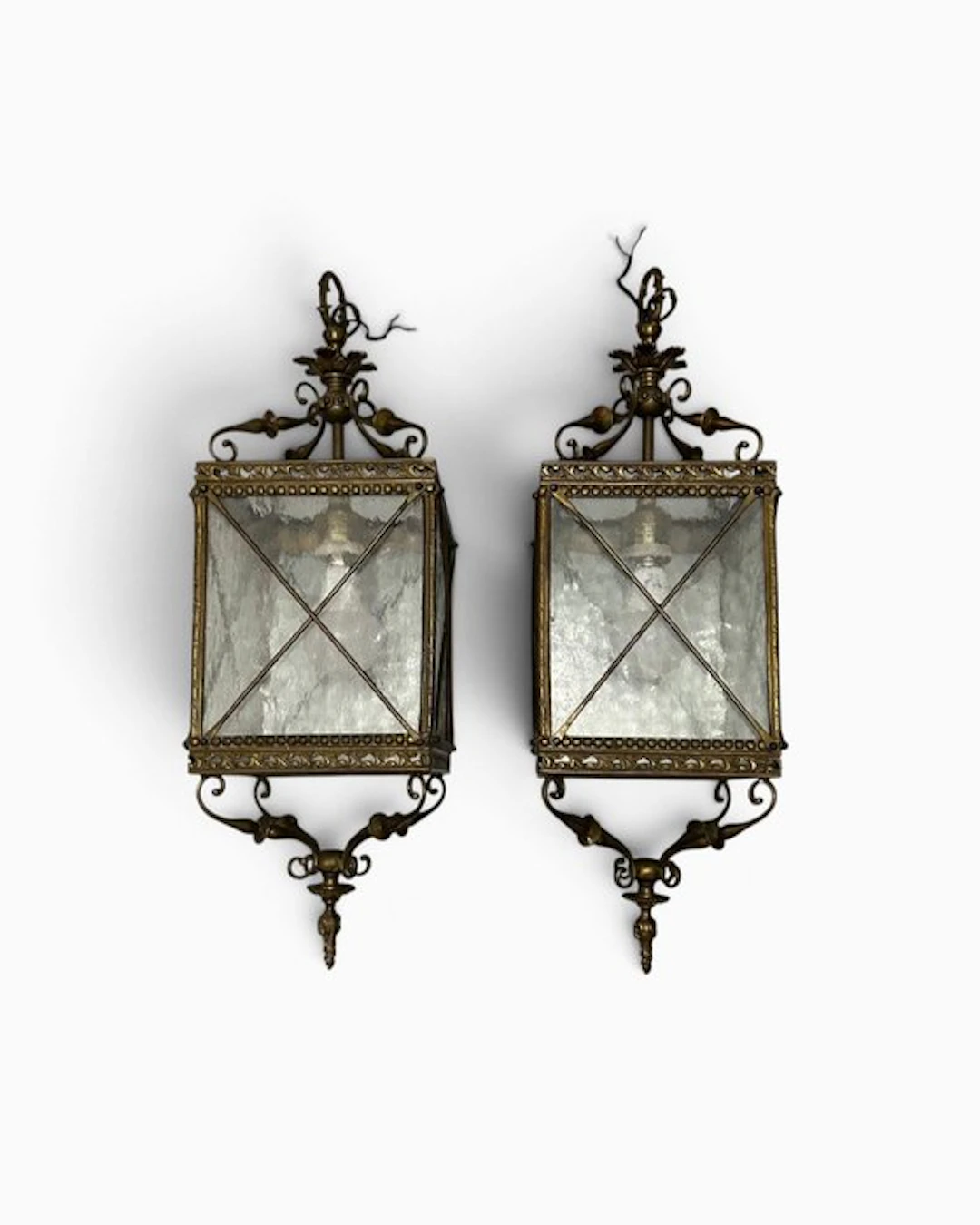 Lantern ceiling lamp (2) - Glass, Bronze