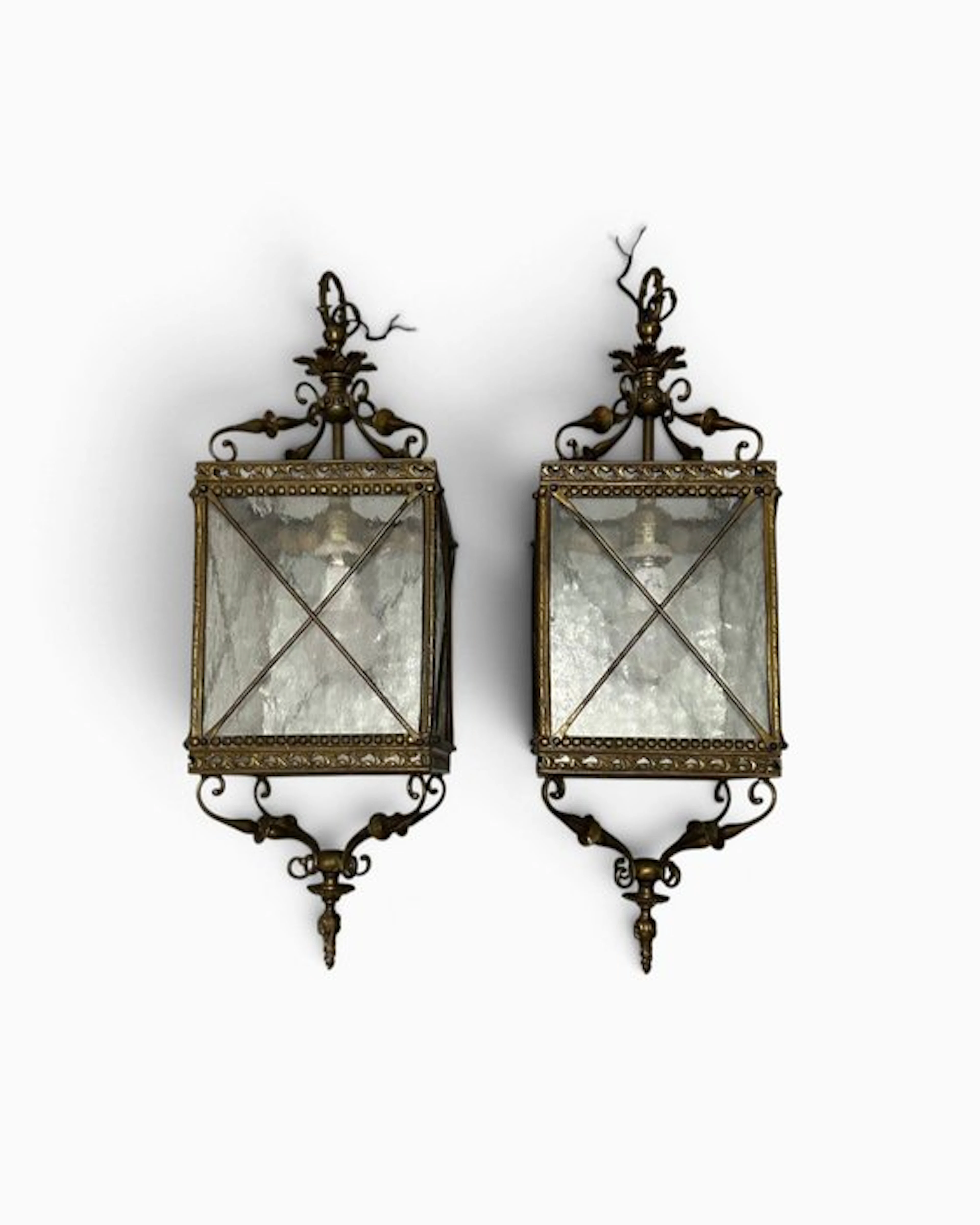 Lantern ceiling lamp (2) - Glass, Bronze