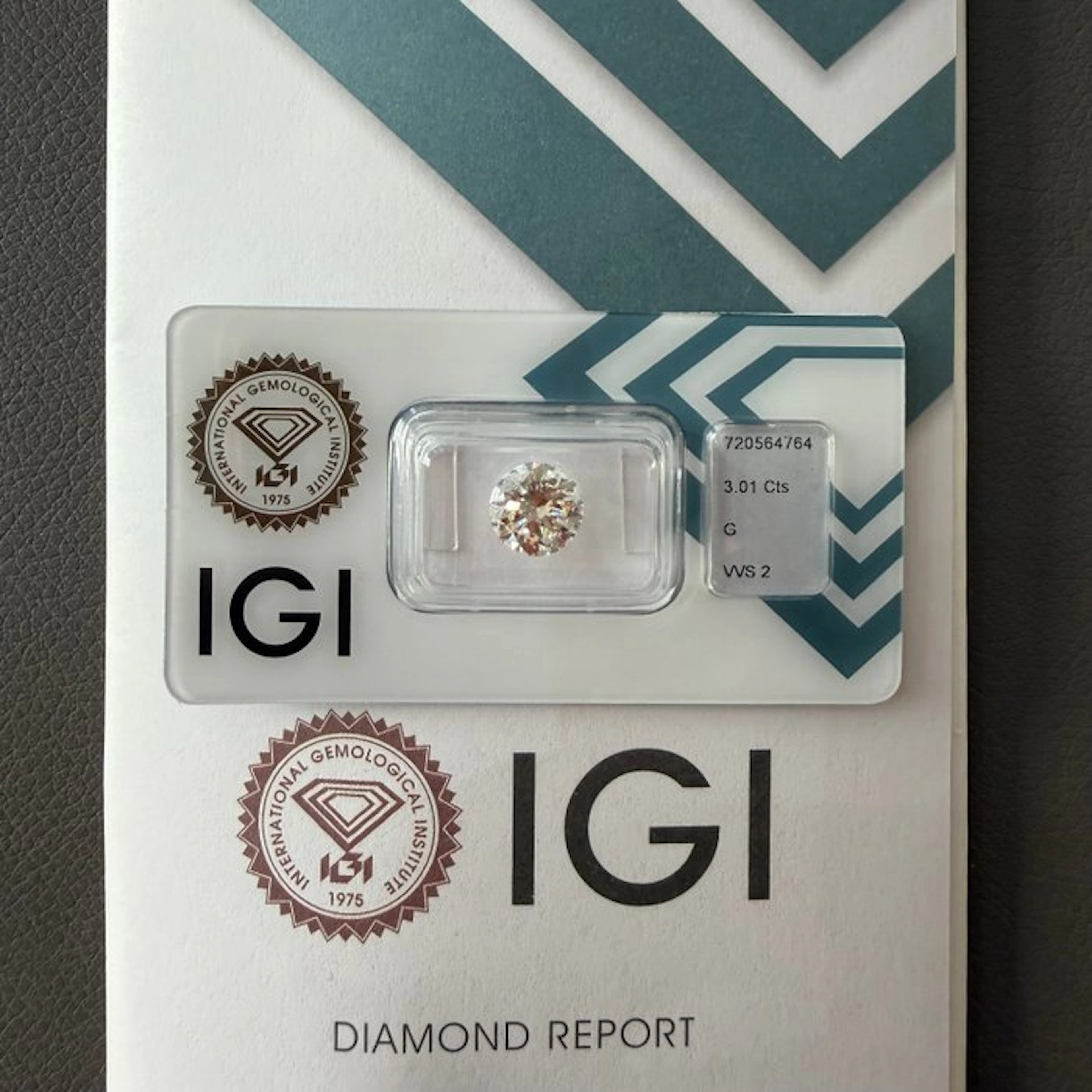 1 pcs Diamond (Natural) - 3.01 ct - Round - G - VVS2...