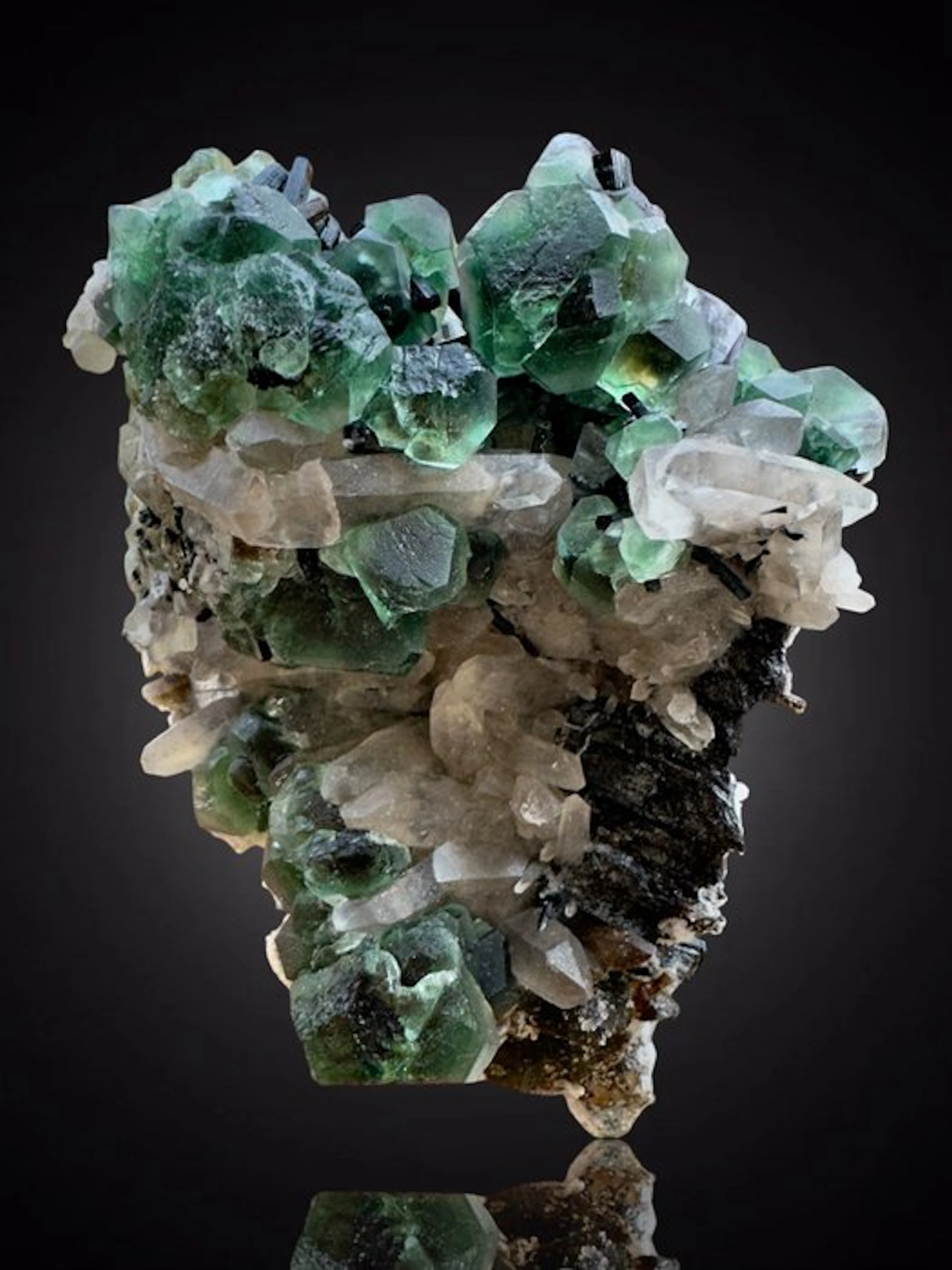 Fluorite crystal on quartz