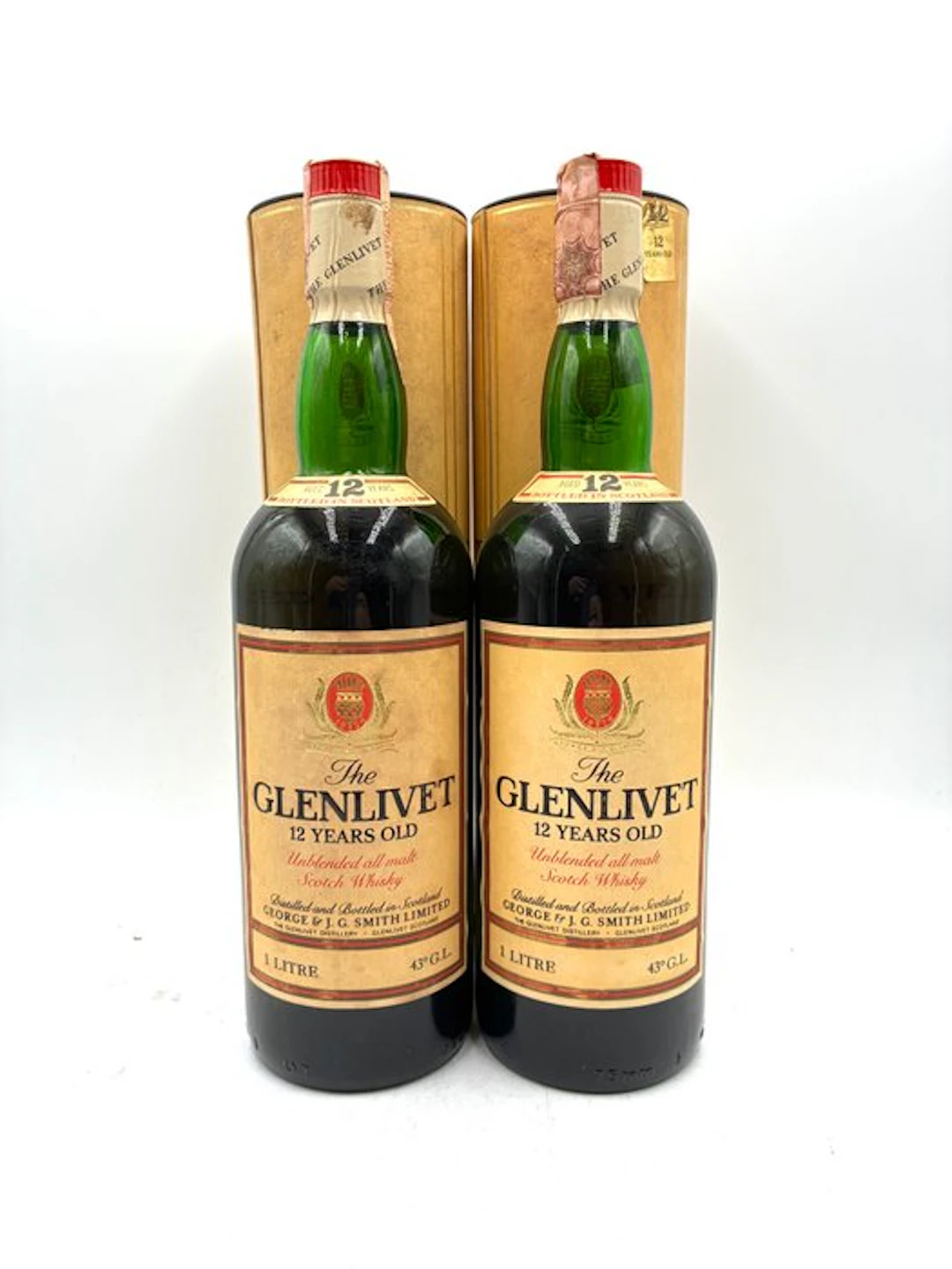 The Glenlivet 12 years old Unblended All Malt - b. 1980s - 1 Litre - 2 bottles
