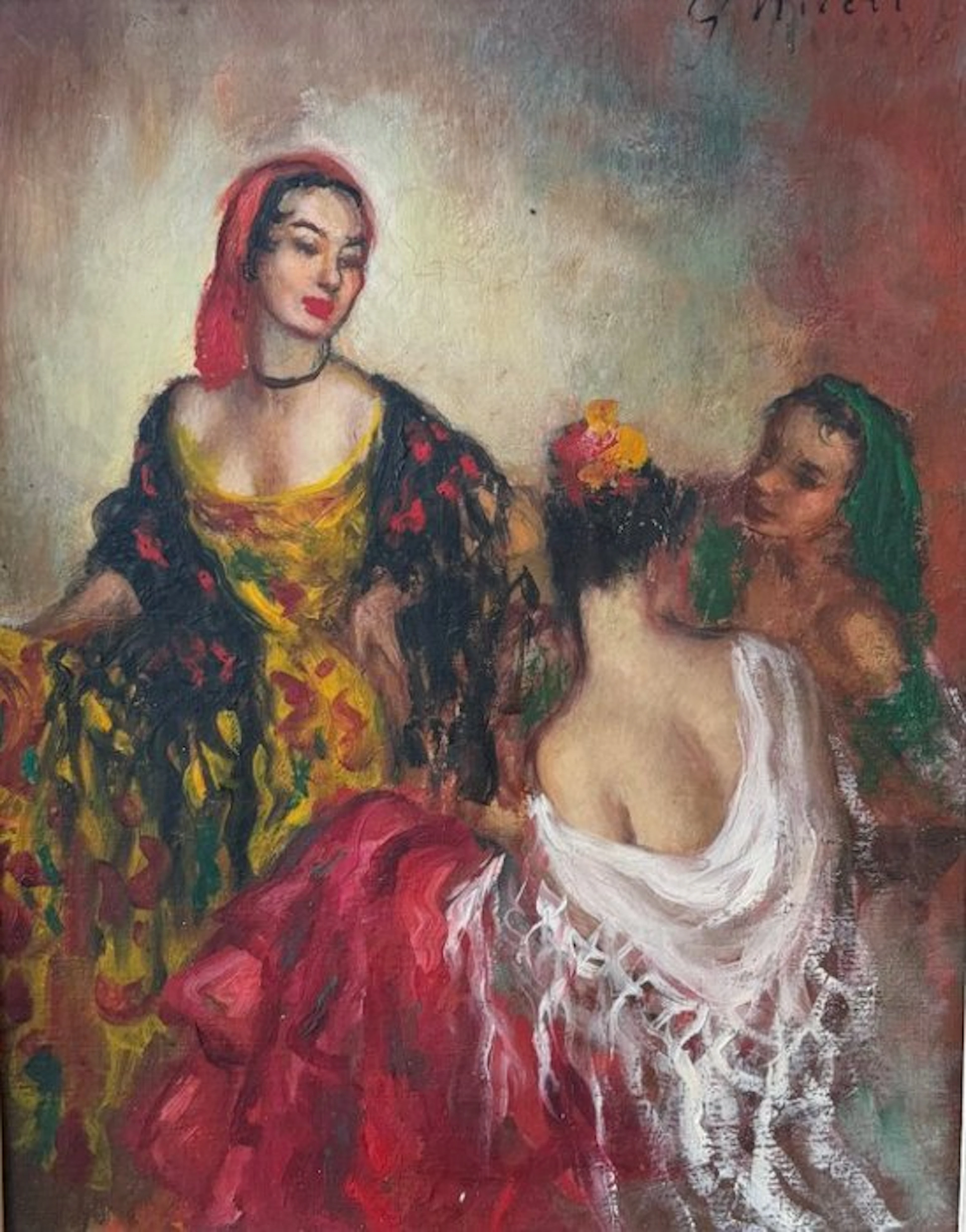 Georgette Nivert (XX) - Huile personnage - NO RESERVE