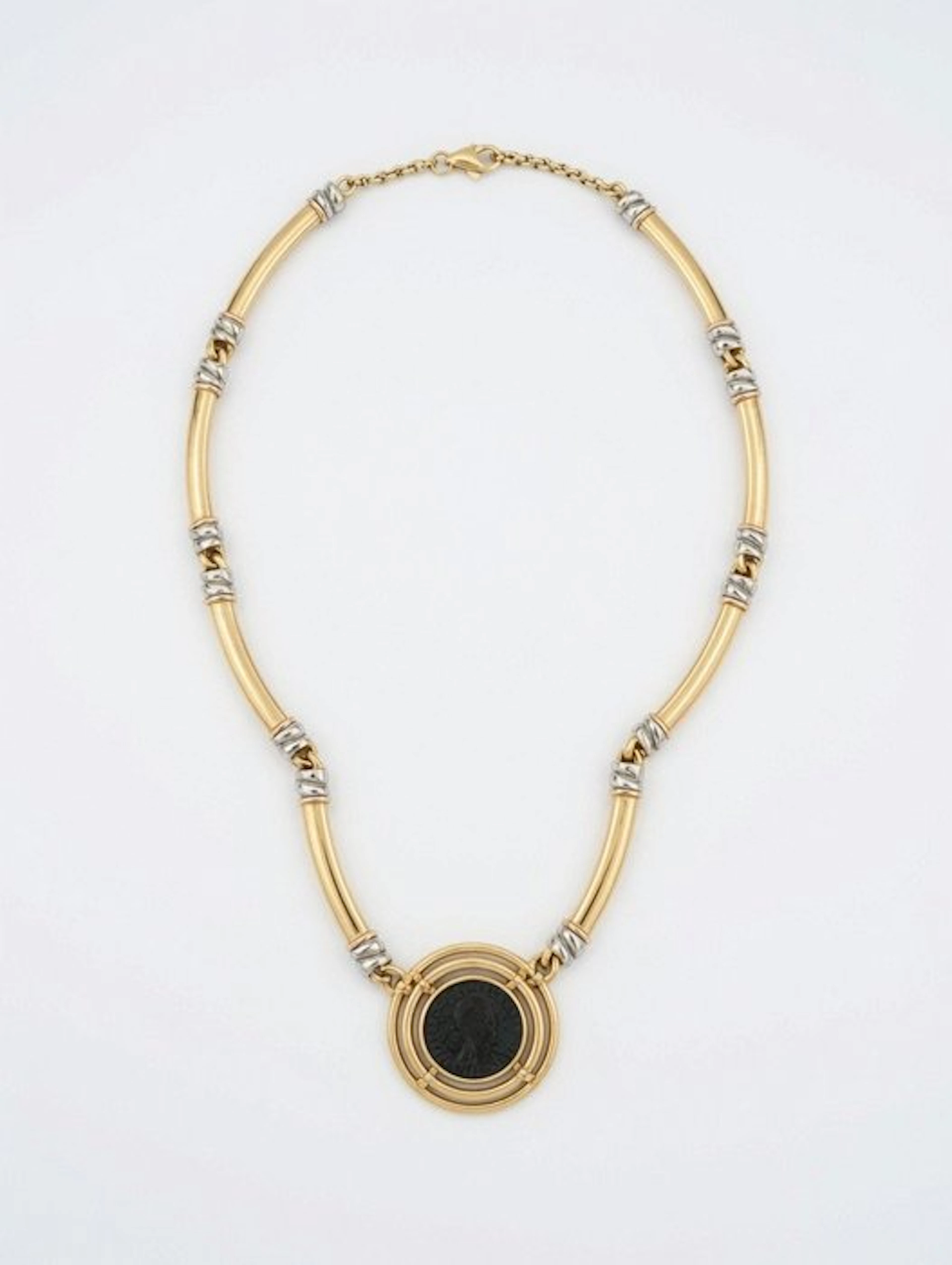 Necklace with pendant - 18 kt. Yellow gold, White gold