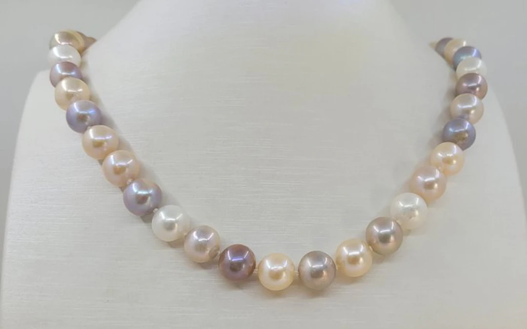 No reserve price - Necklace 9.5x10.5mm Multi Edison Pearls