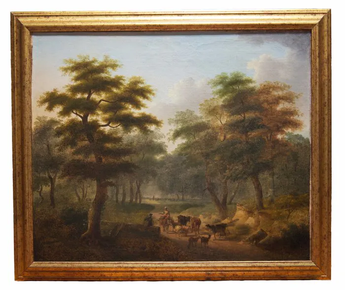 French school (XVIII-XIX) - Waldlandschaft mit Hirtin und Vieh