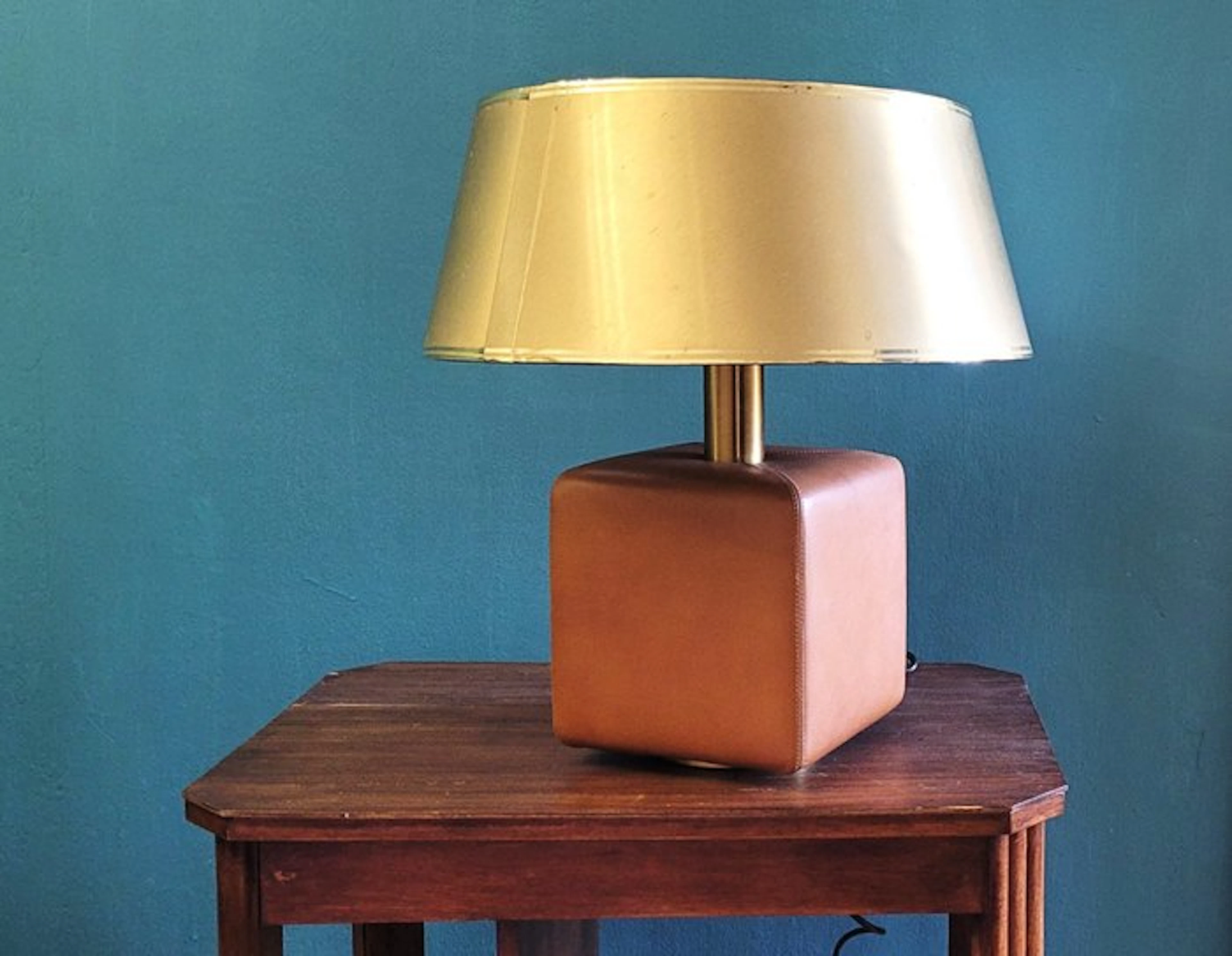 Angelo Brotto - Table lamp - Brass, Leather