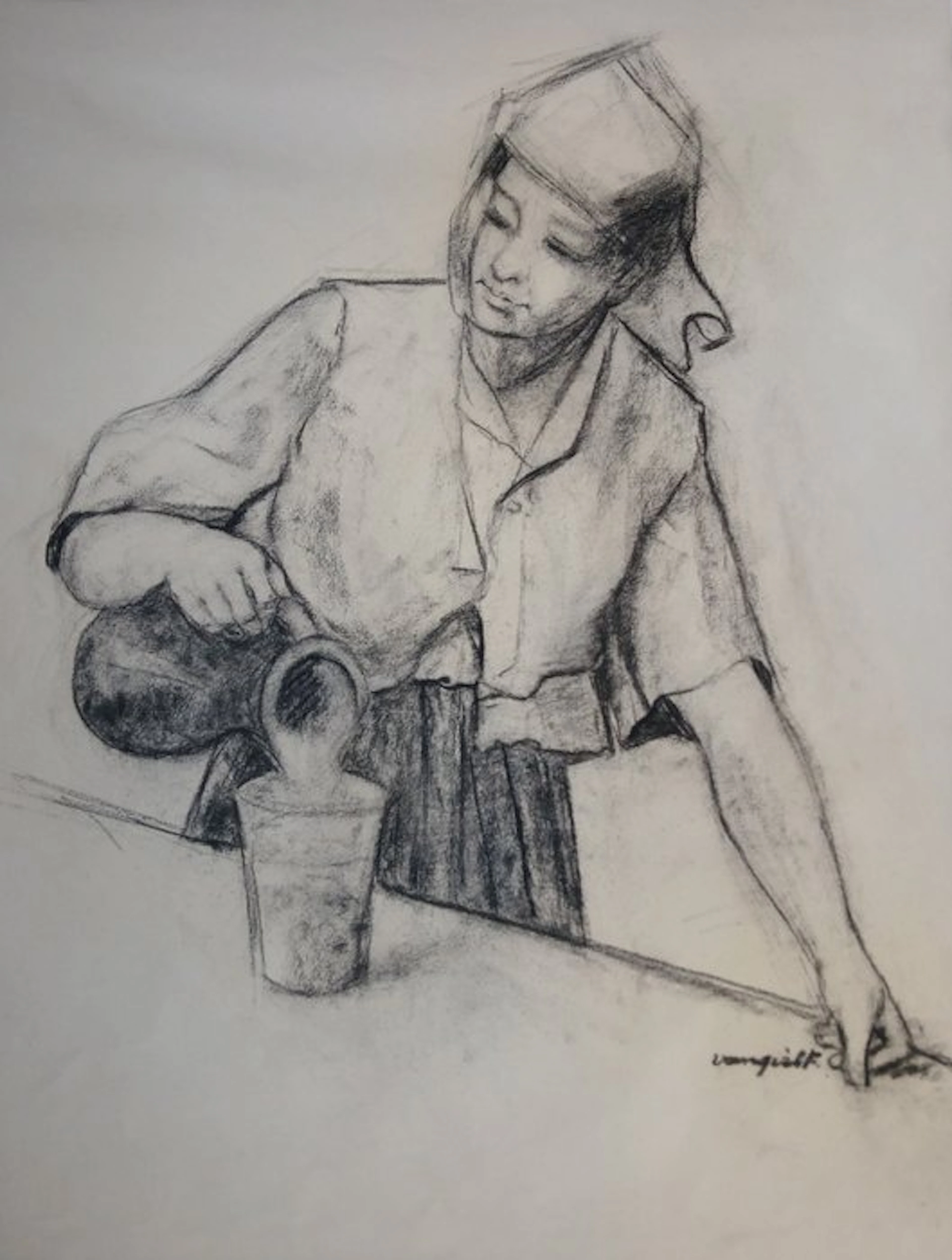 Frans Van Giel (1892-1975) - Het melkmeisje - omgeving...