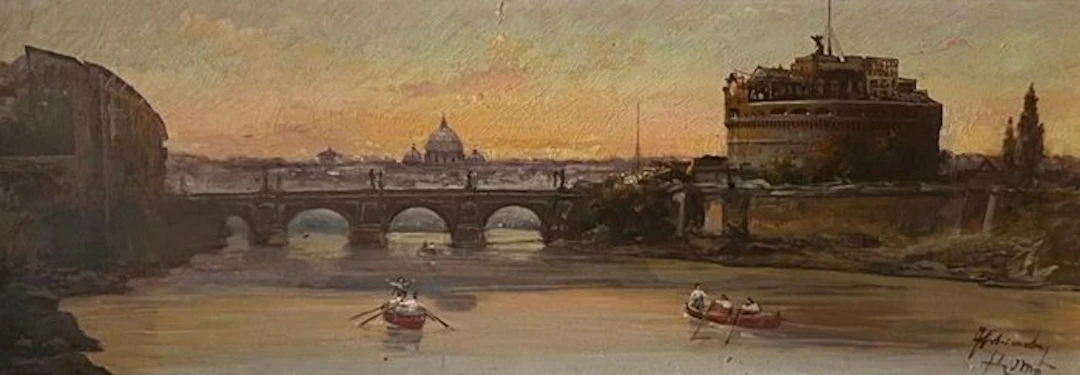 Federico Schianchi (1858-1918) - Regatta on the Tiber...