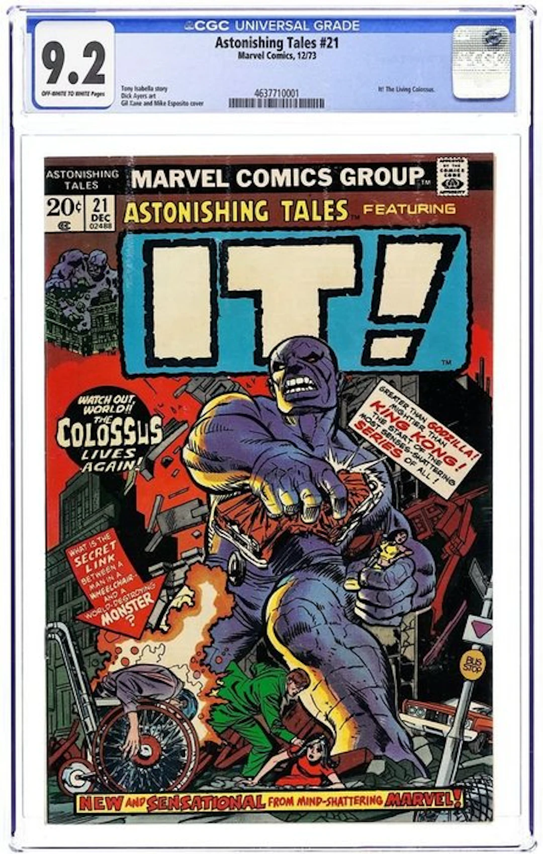 Astonishing Tales #21 - CGC 9.2 It the living colossus...