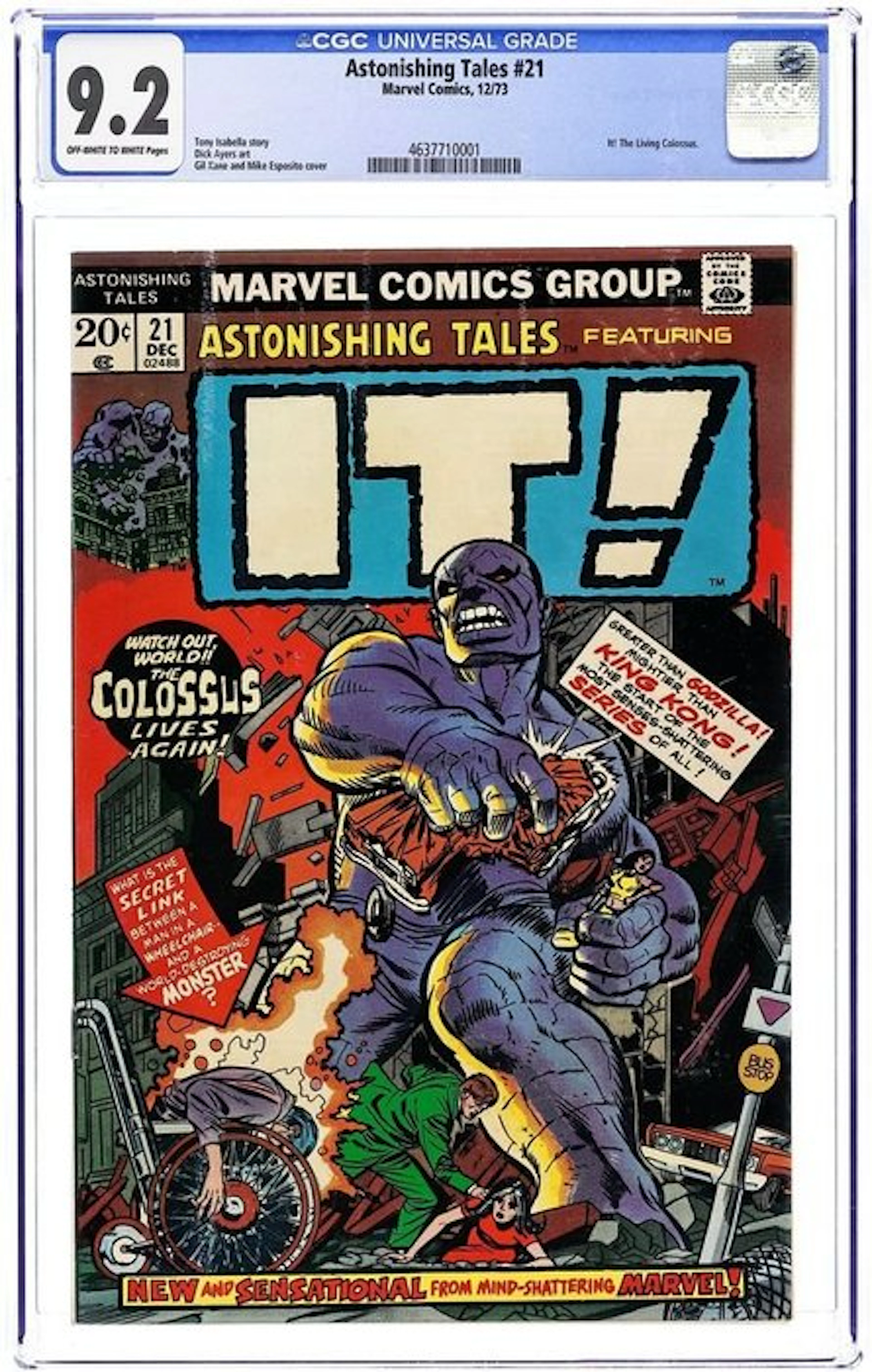Astonishing Tales #21 - CGC 9.2 It the living colossus...
