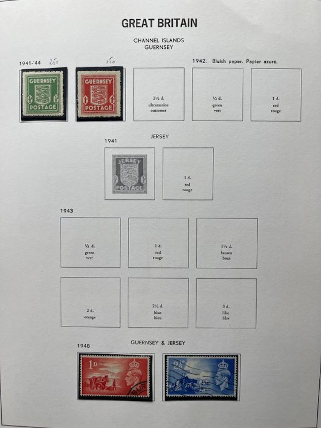 Guernsey and Jersey 1969/1993 - Collection in a Davo Album
