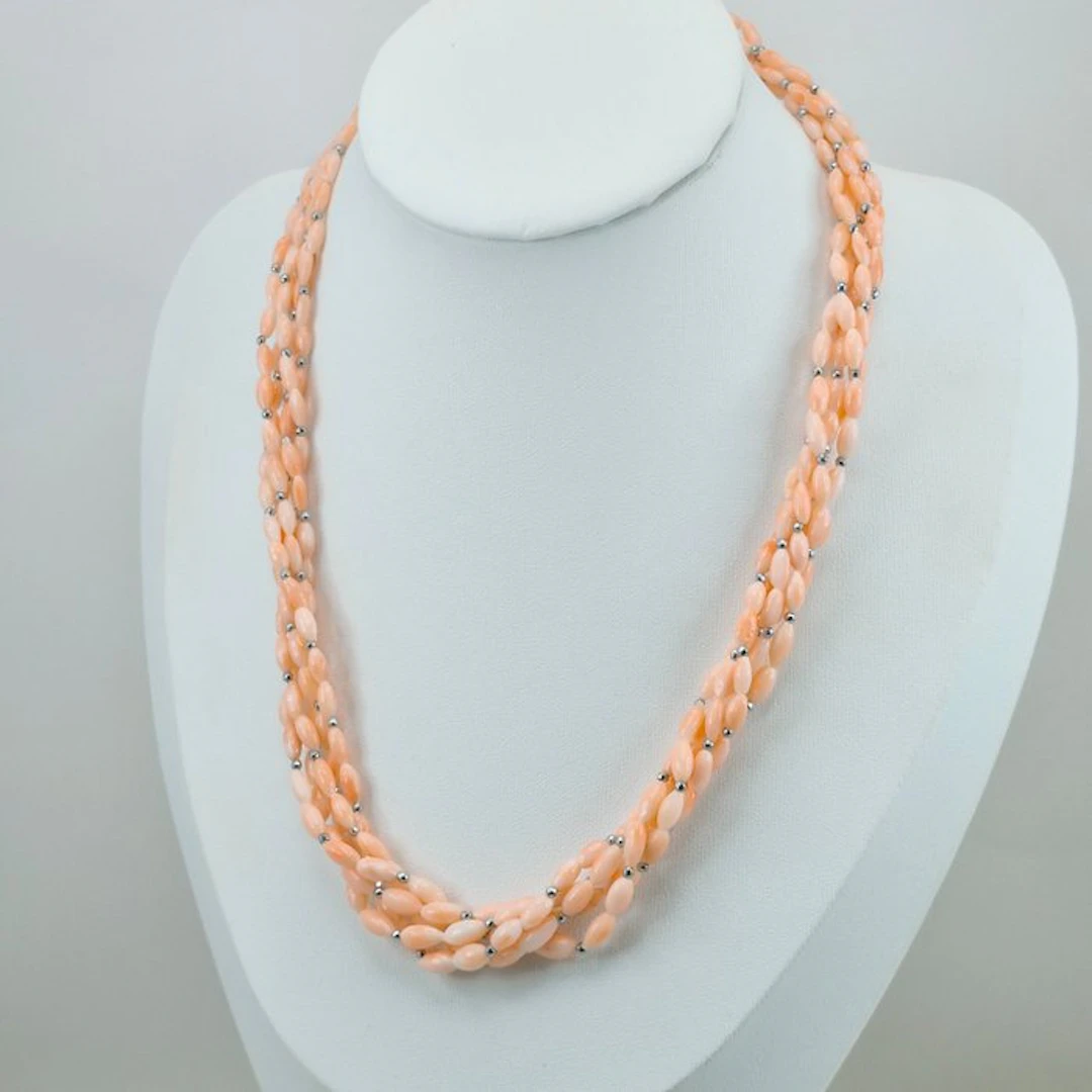 Coral - Silver - Necklace - Pink Coral