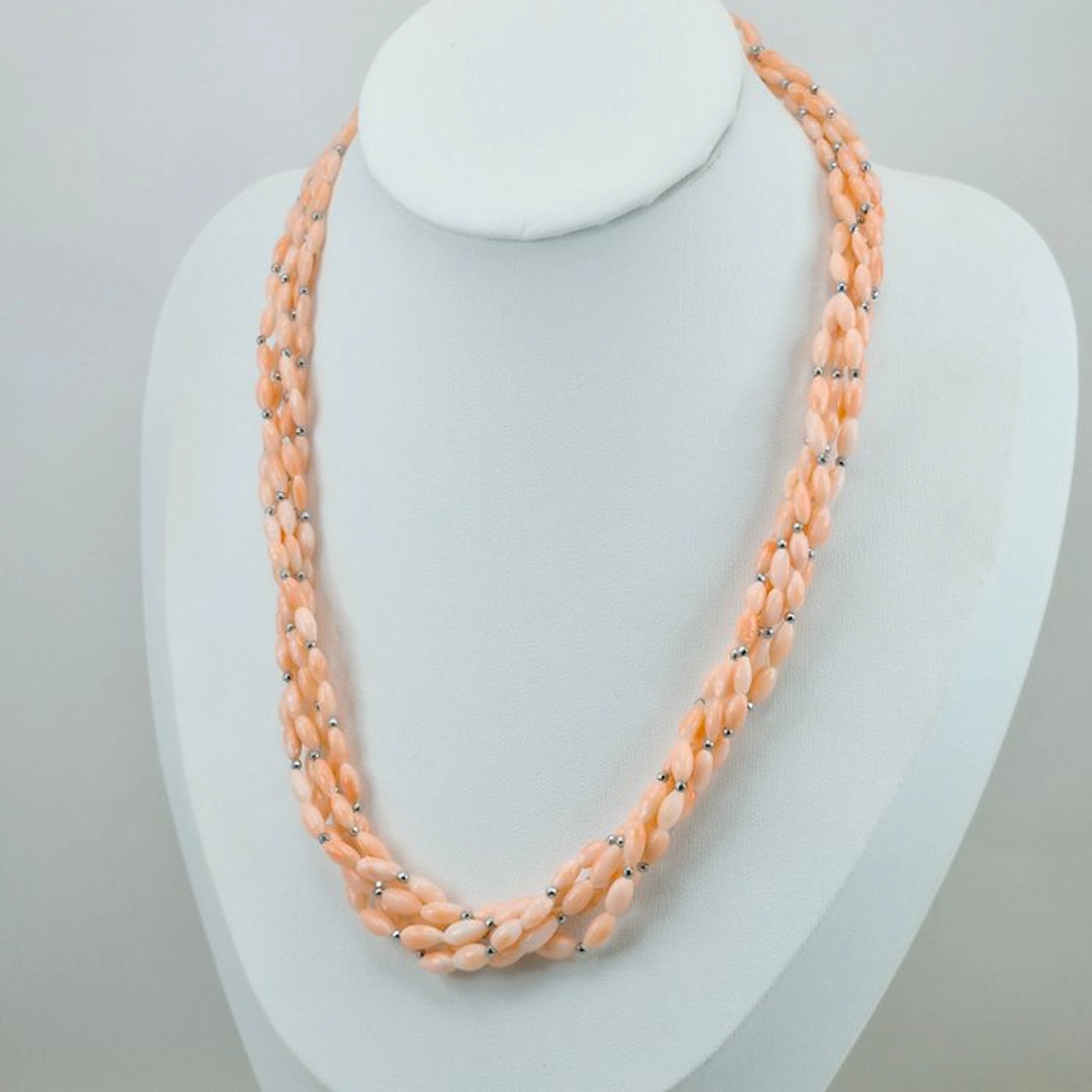 Coral - Silver - Necklace - Pink Coral