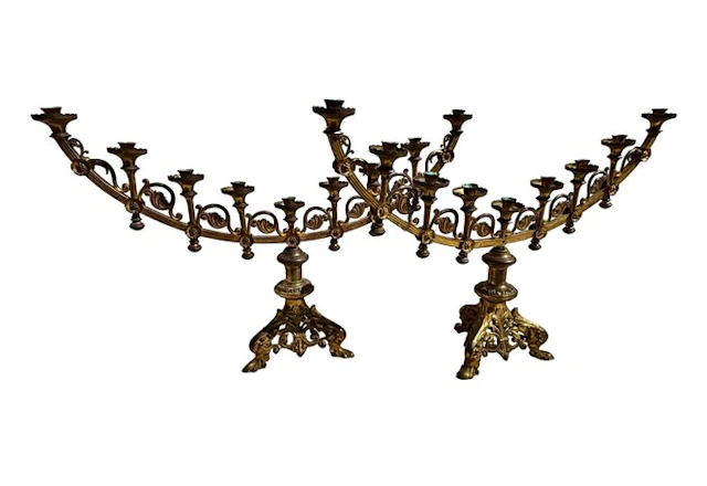 Candlestick Pair of neo-classical liturgical chandeliers...