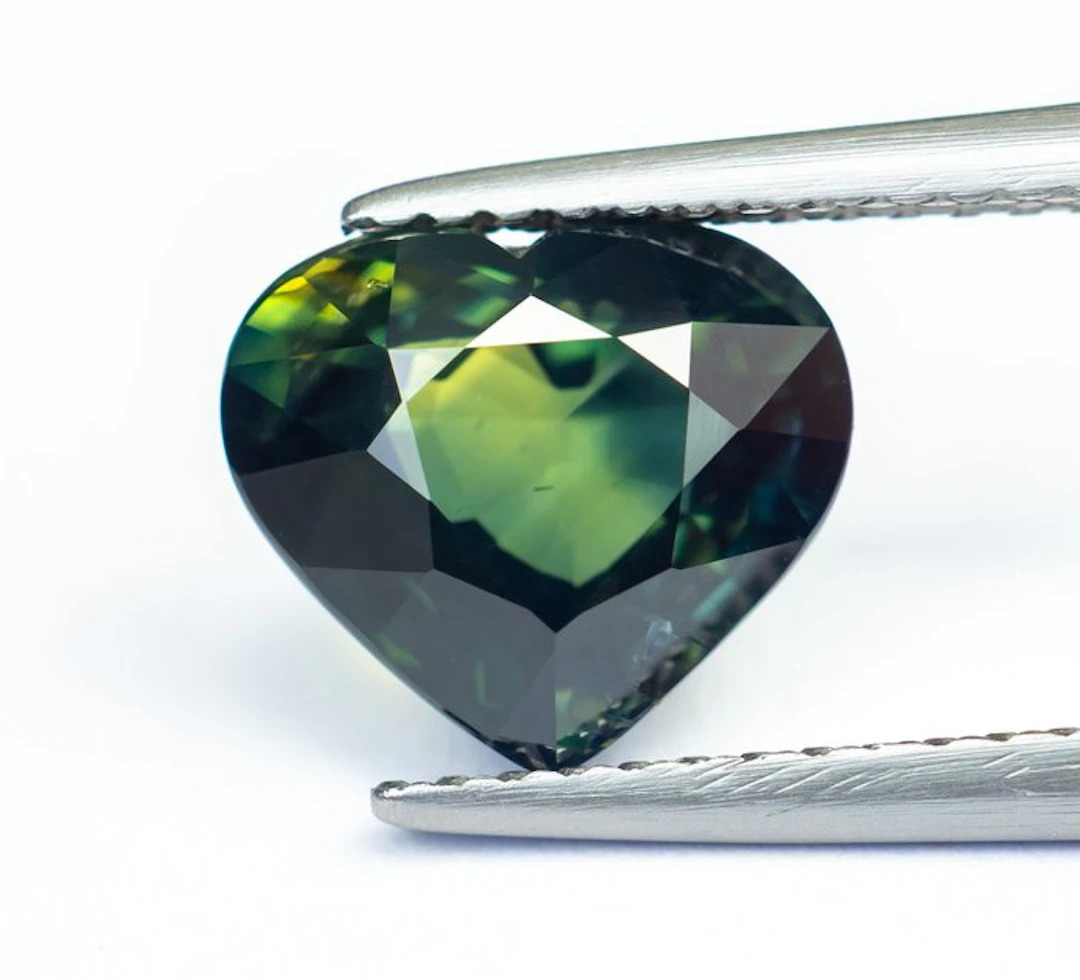 No reserve price Sapphire - 3.05 ct - Bellerophon Gemlab - Deep Bluish Green
