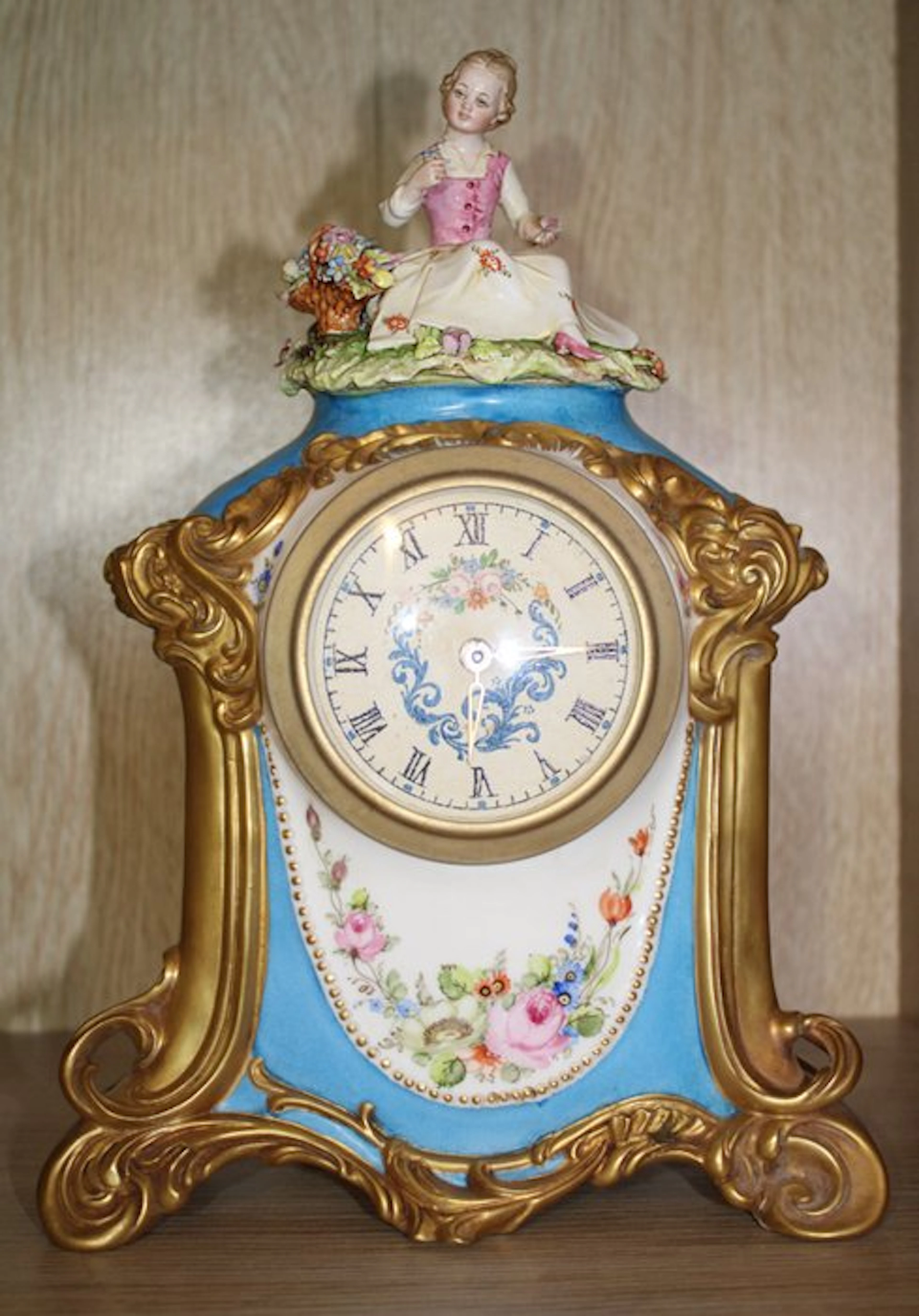 Table clock - Rudolf Kämmer - Porcelain, Brass, Metal, Glass - 1950-1960