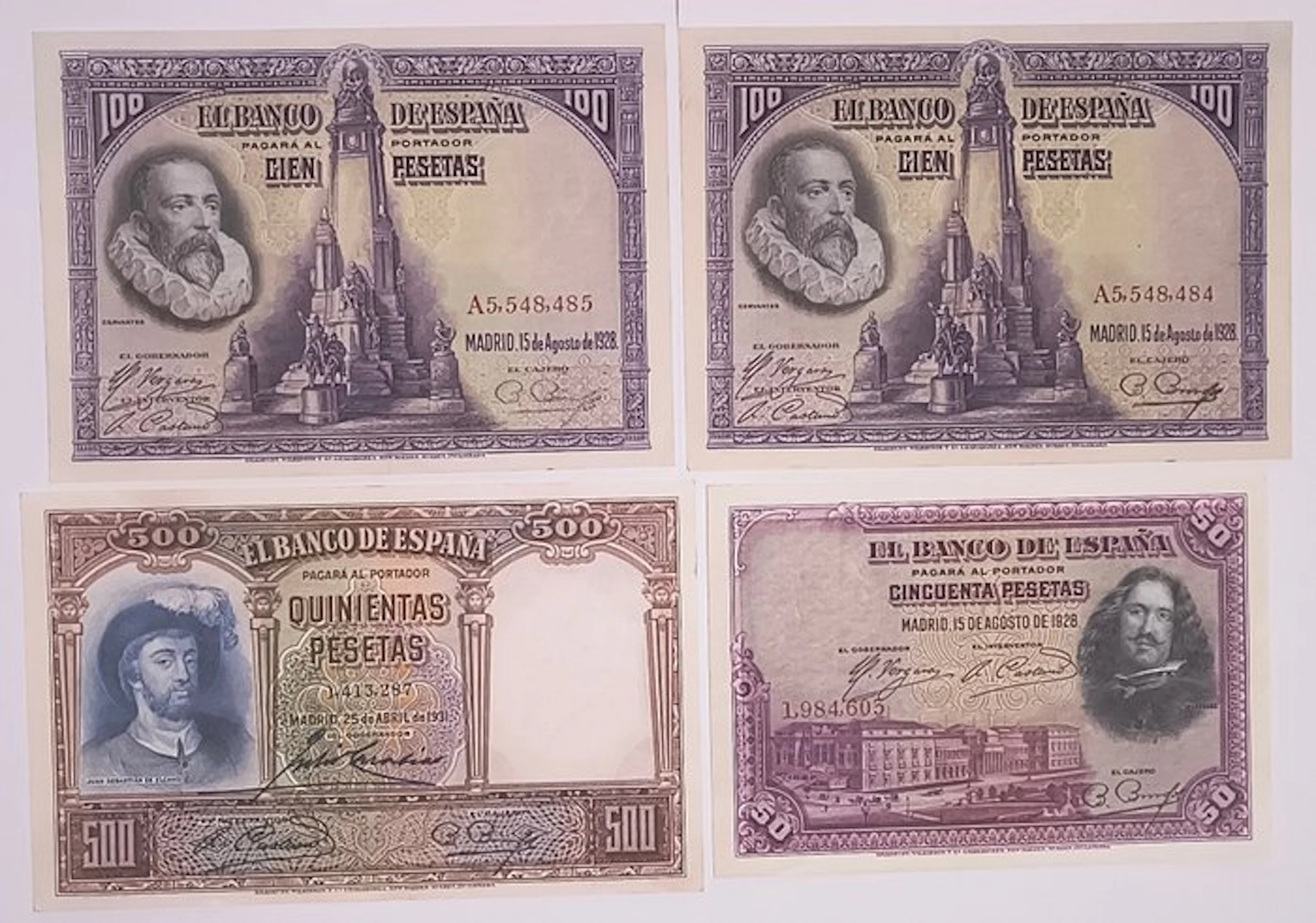 Spain. - 4 Banknotes - Various Dates (No reserve price)
