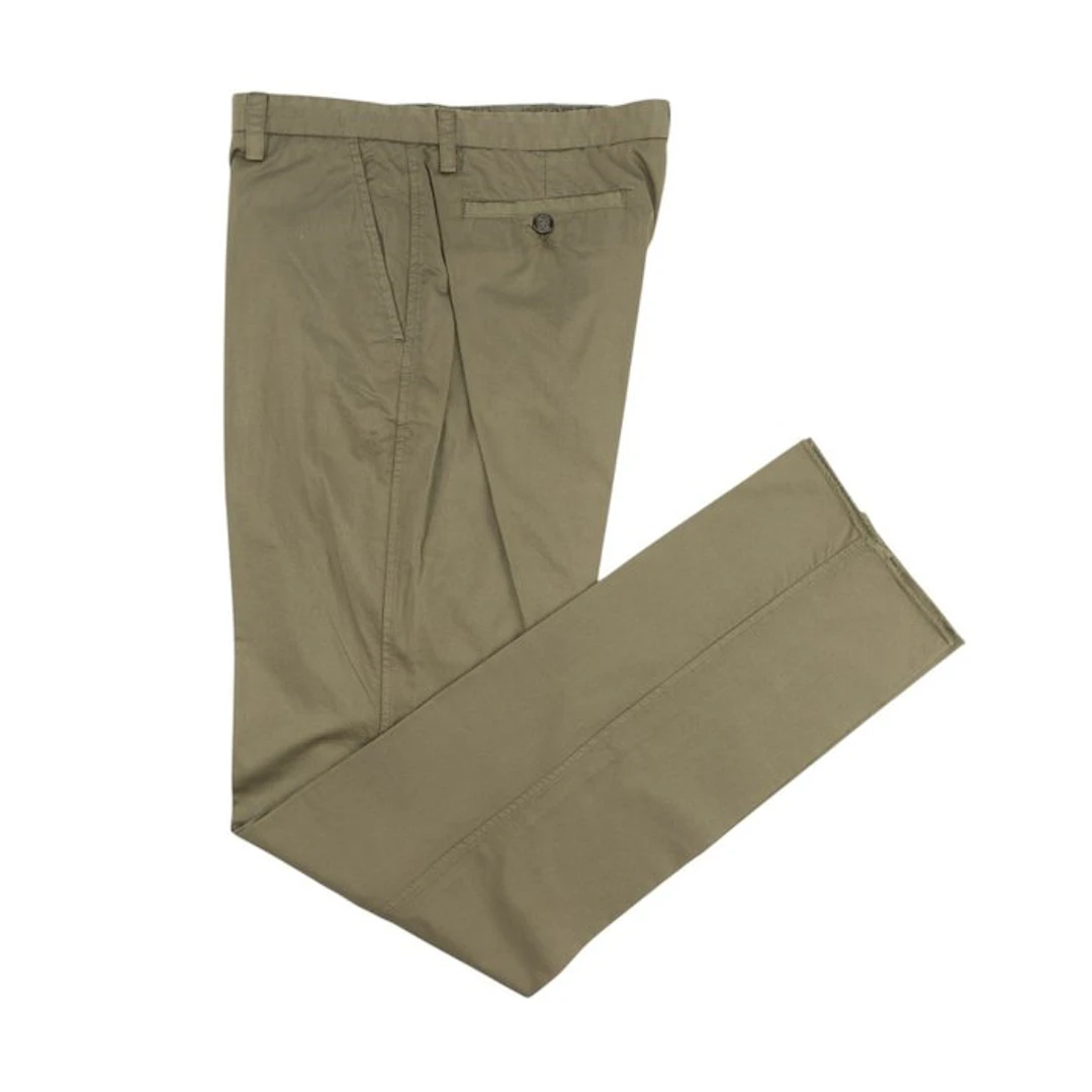 ETRO MILANO - 54 IT - Olive Green Fine Cotton Pant...