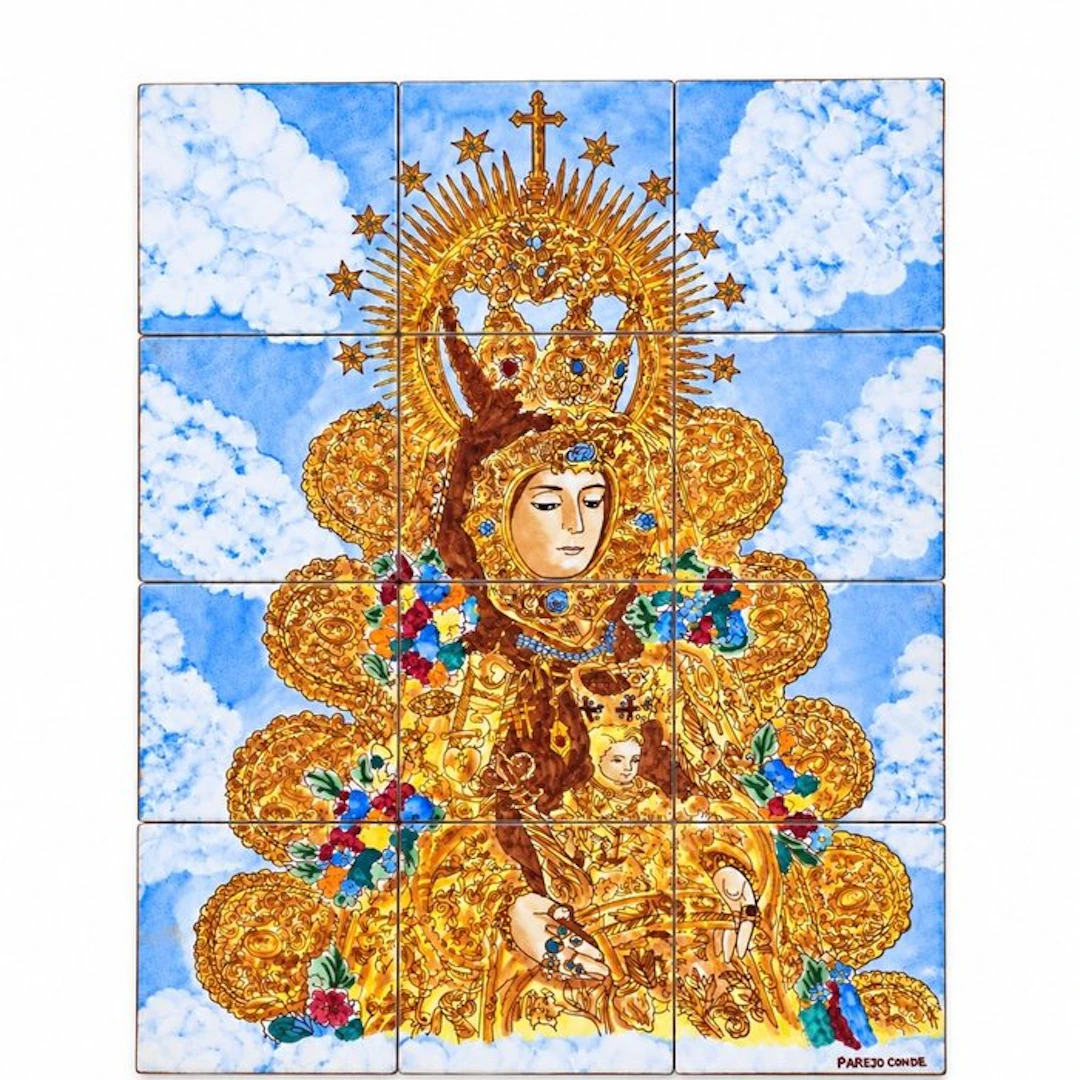 Spanish ceramic tile panel - Virgin Mary and Child - XL...